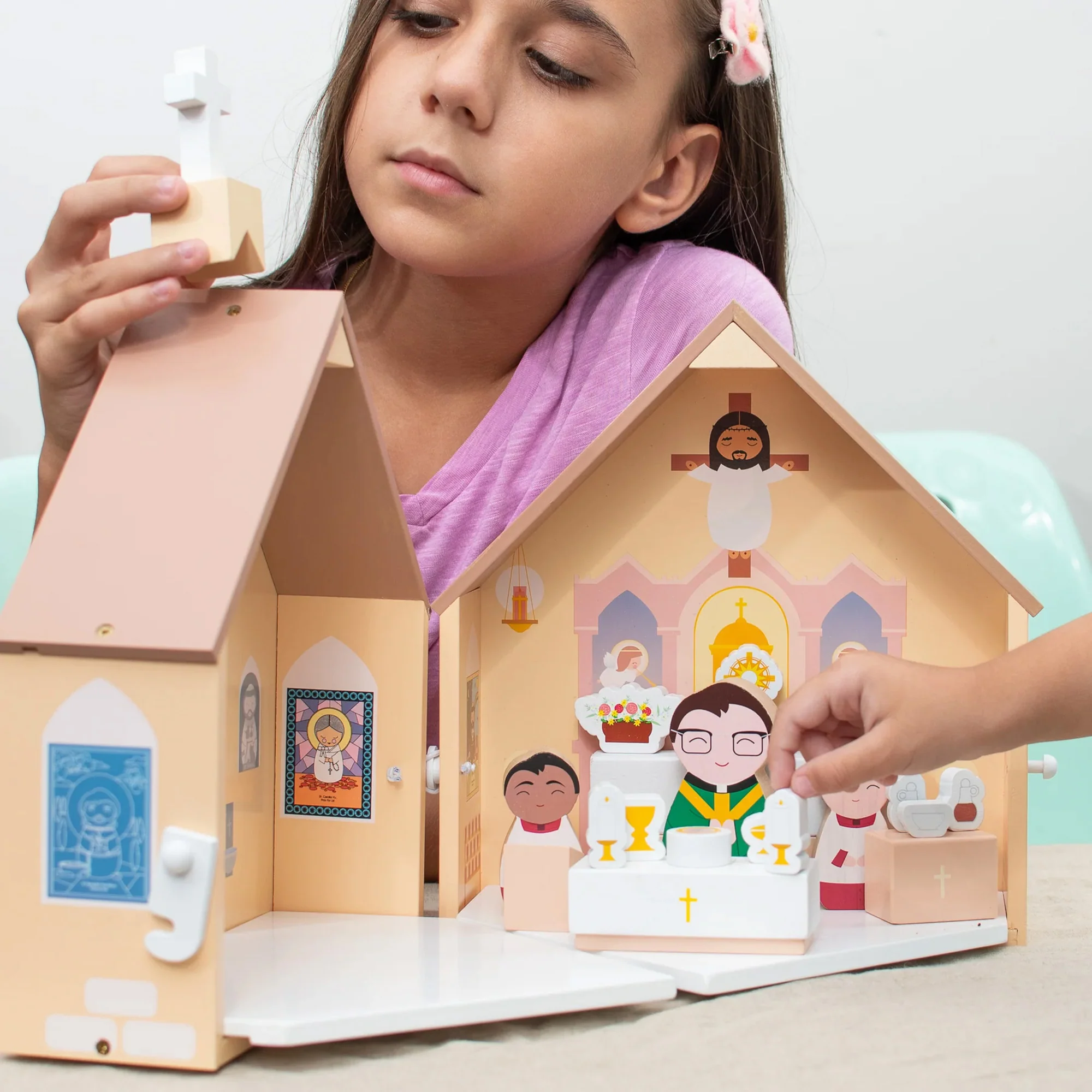 Kids Wooden Catholic Church Play Set - Image 2