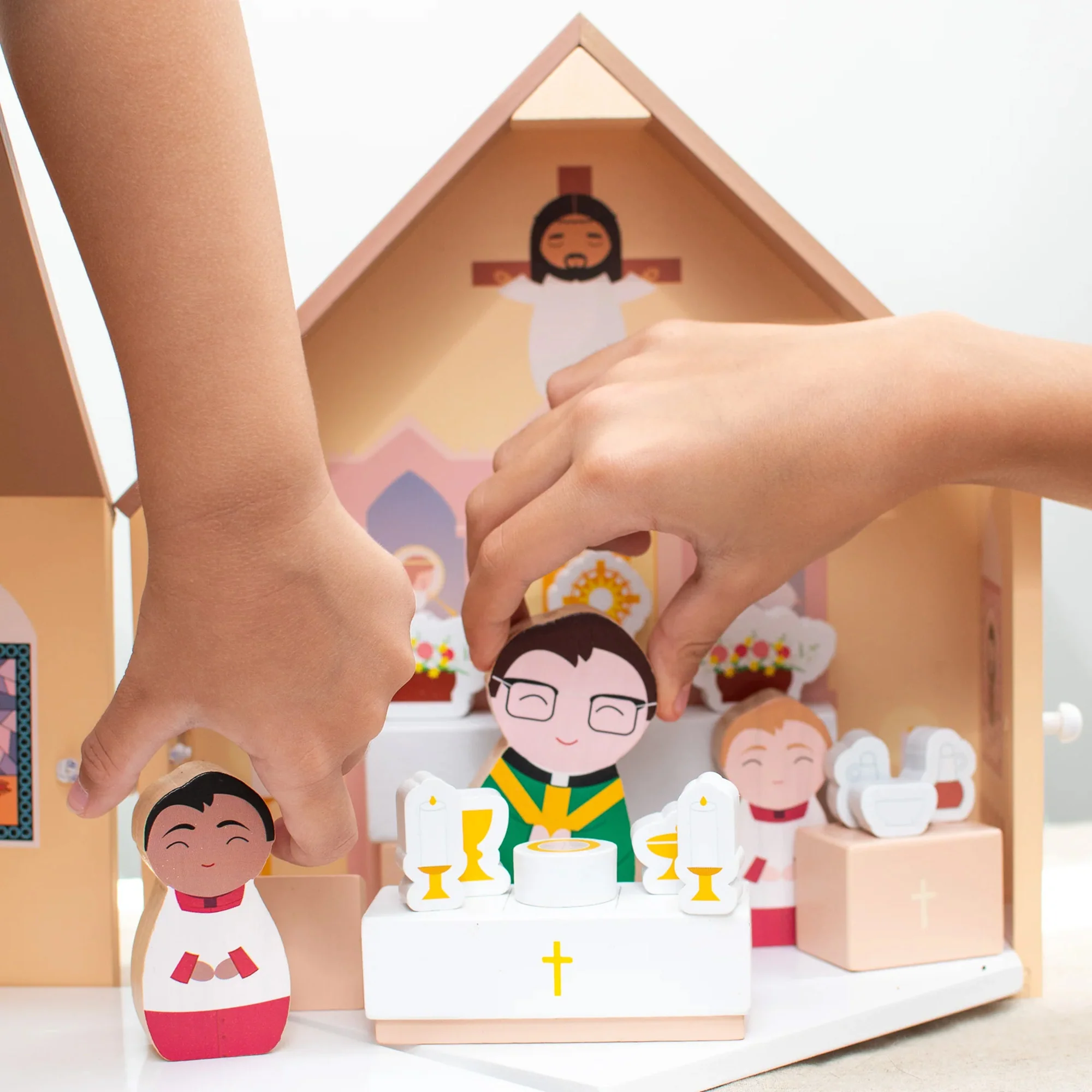 Kids Wooden Catholic Church Play Set - Image 3