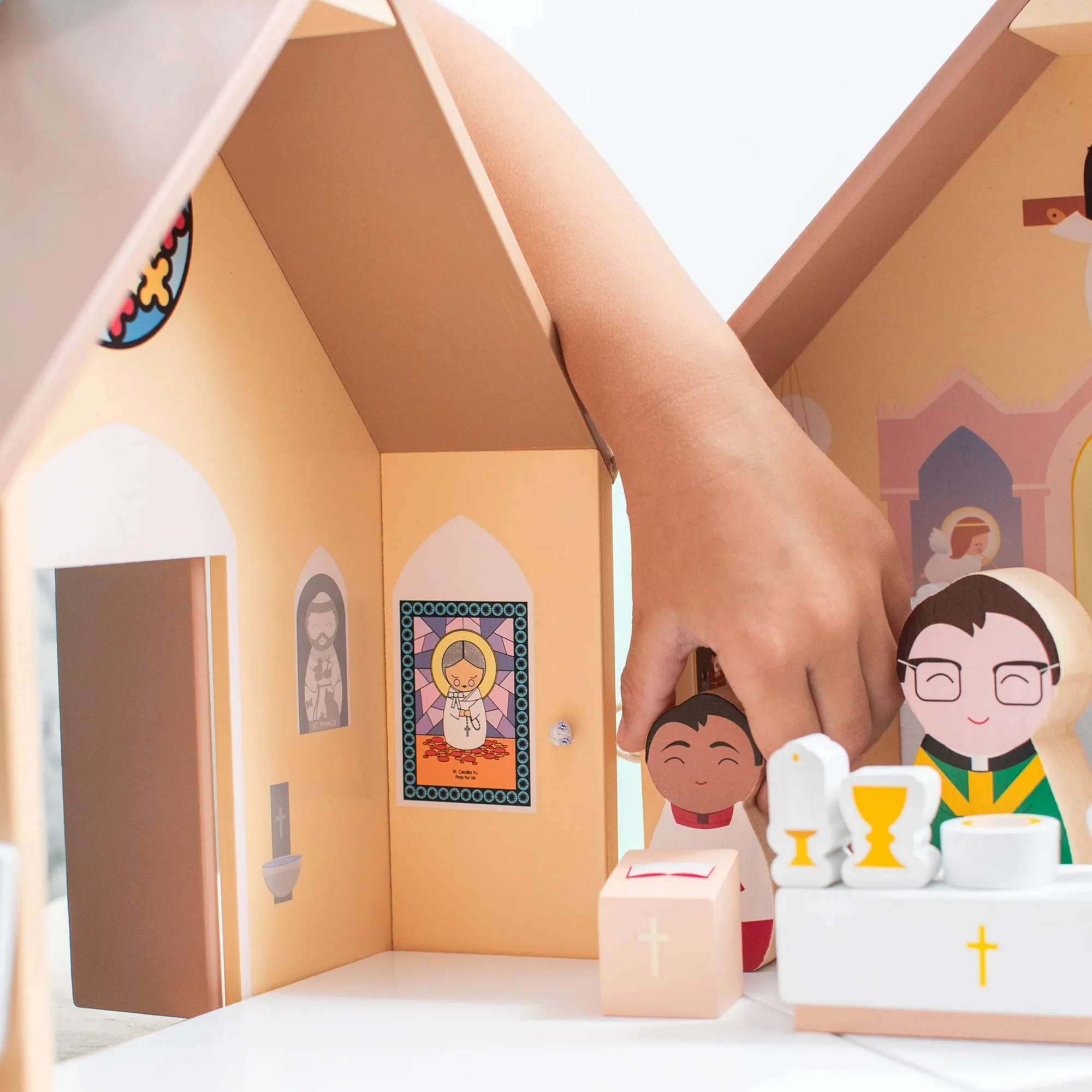 Kids Wooden Catholic Church Play Set - Image 4