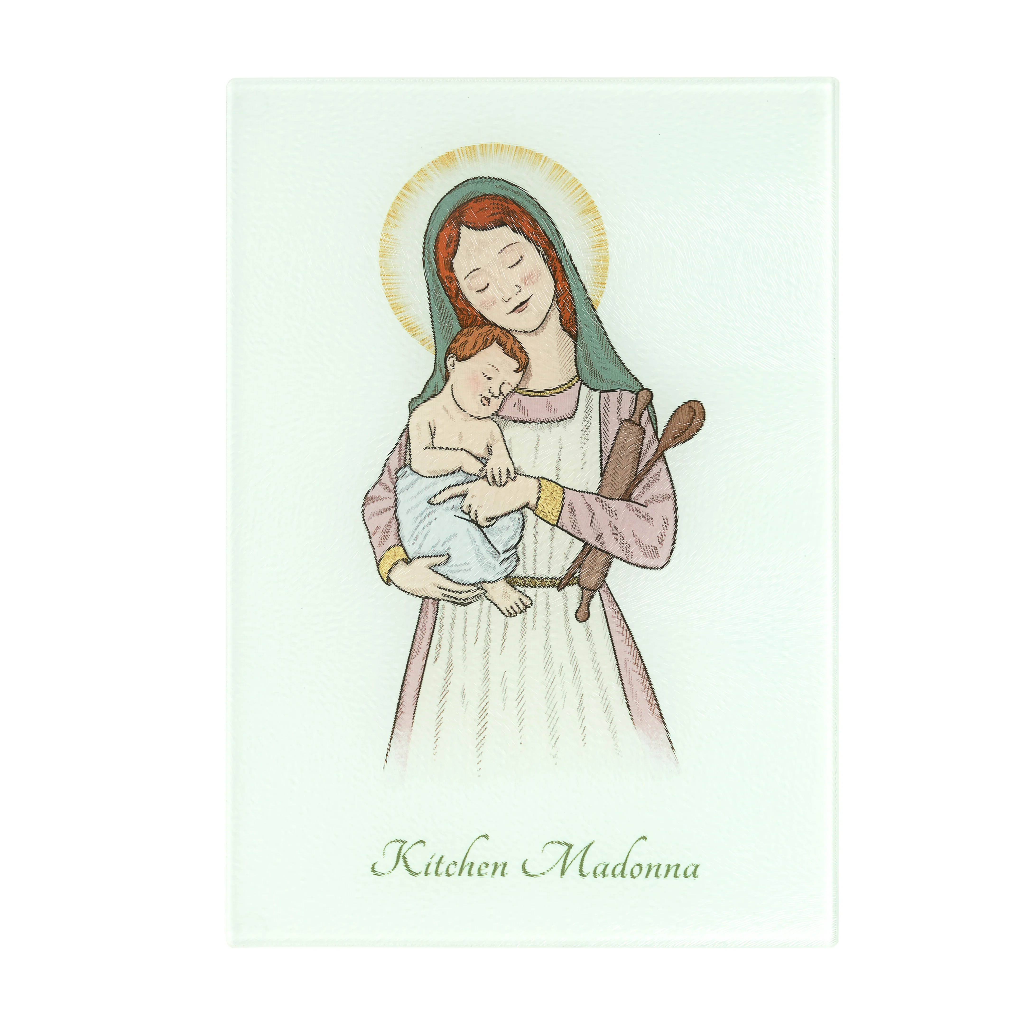 Kitchen Madonna & Child Glass Cutting Board - Image 2