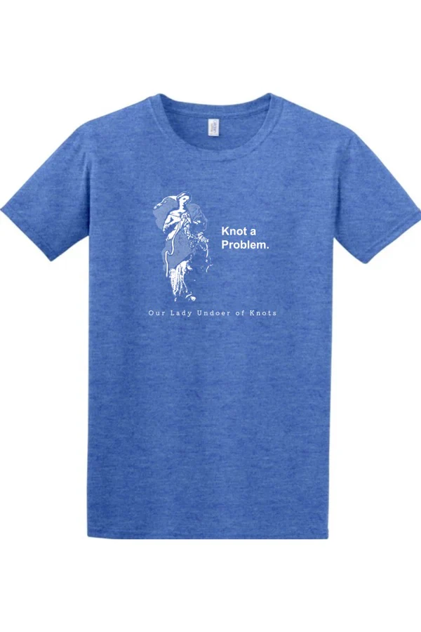 Knot a Problem Our Lady Undoer of Knots Royal Blue Adult T-Shirt