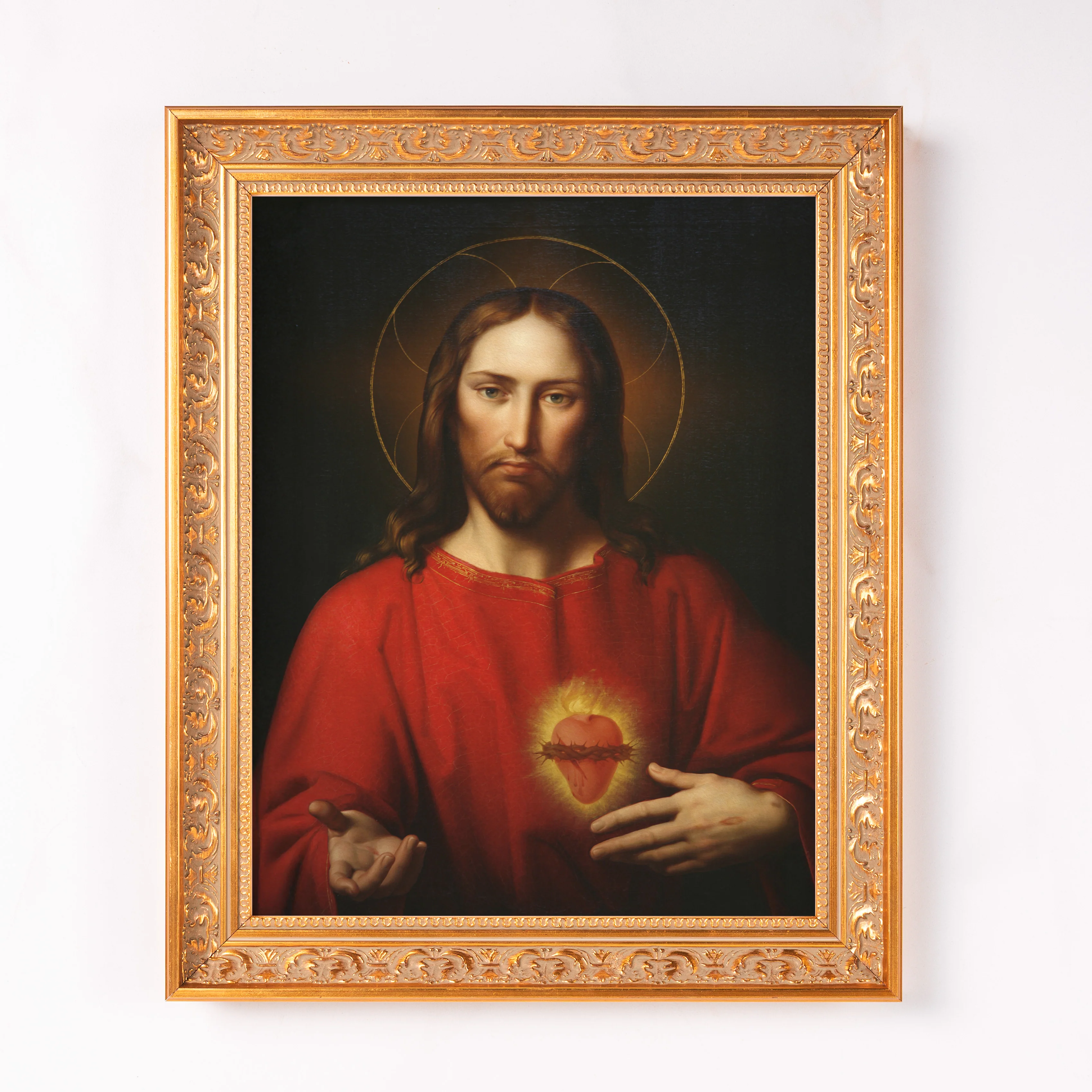 Kupelwieser's Sacred Heart of Jesus Framed Canvas - Sacred Classics Collection - Image 2