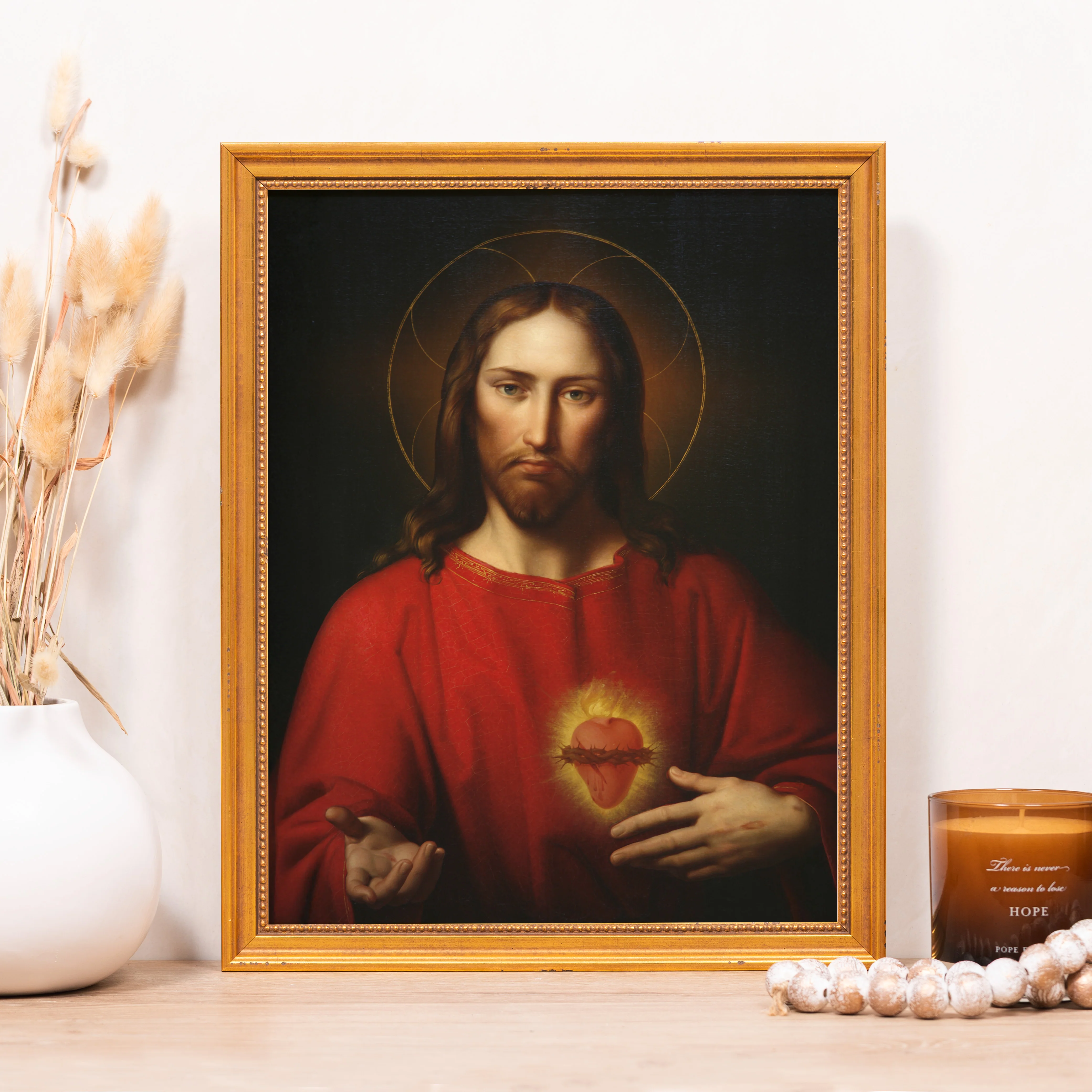 Kupelwieser's Sacred Heart of Jesus Framed Canvas - Sacred Classics Collection - Image 4
