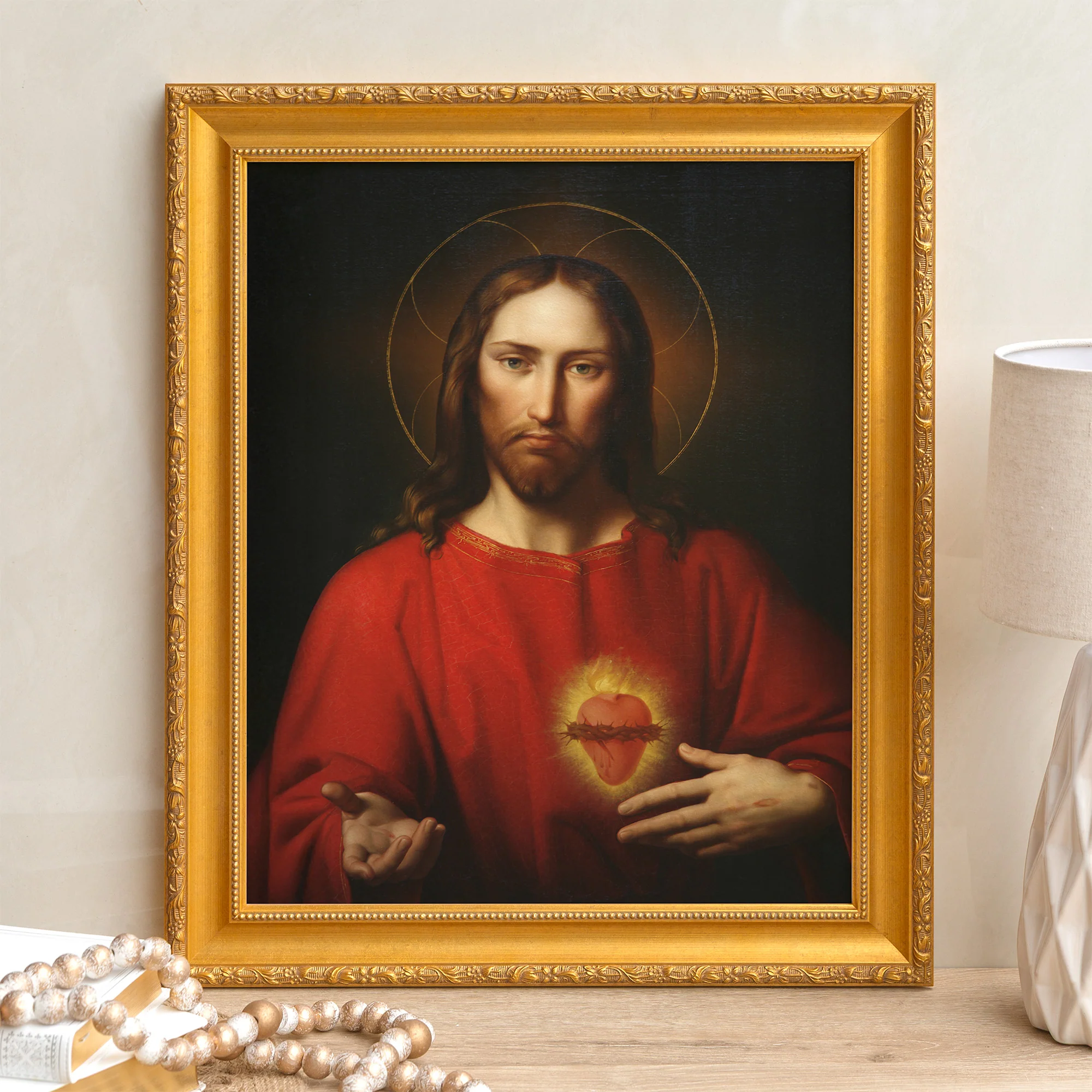 Kupelwieser's Sacred Heart of Jesus Framed Canvas - Sacred Signature Collection - Image 4