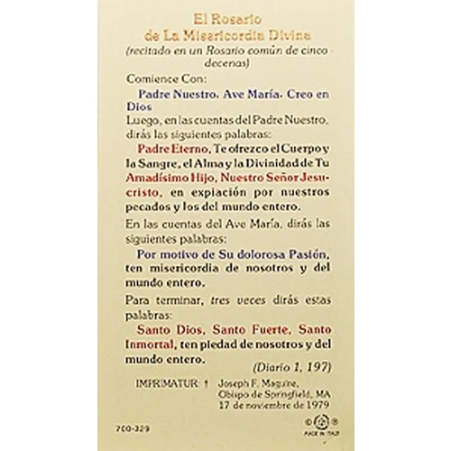 La Coronilla de la Divina Misericordia  (The Divine Mercy Chaplet) – Spanish Prayer Card - Image 2