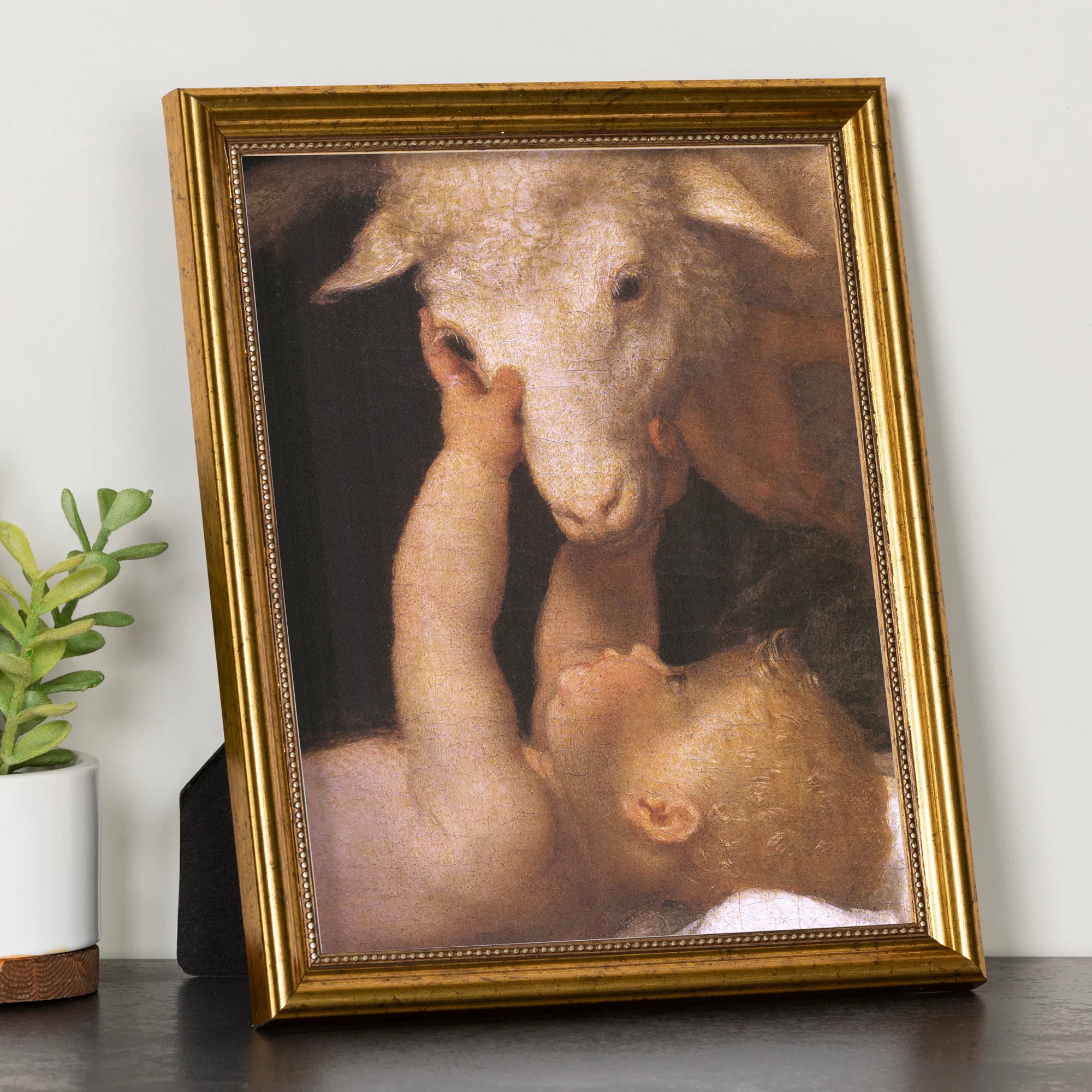 Lamb of God Antique Gold Framed Print - 8" x 10"