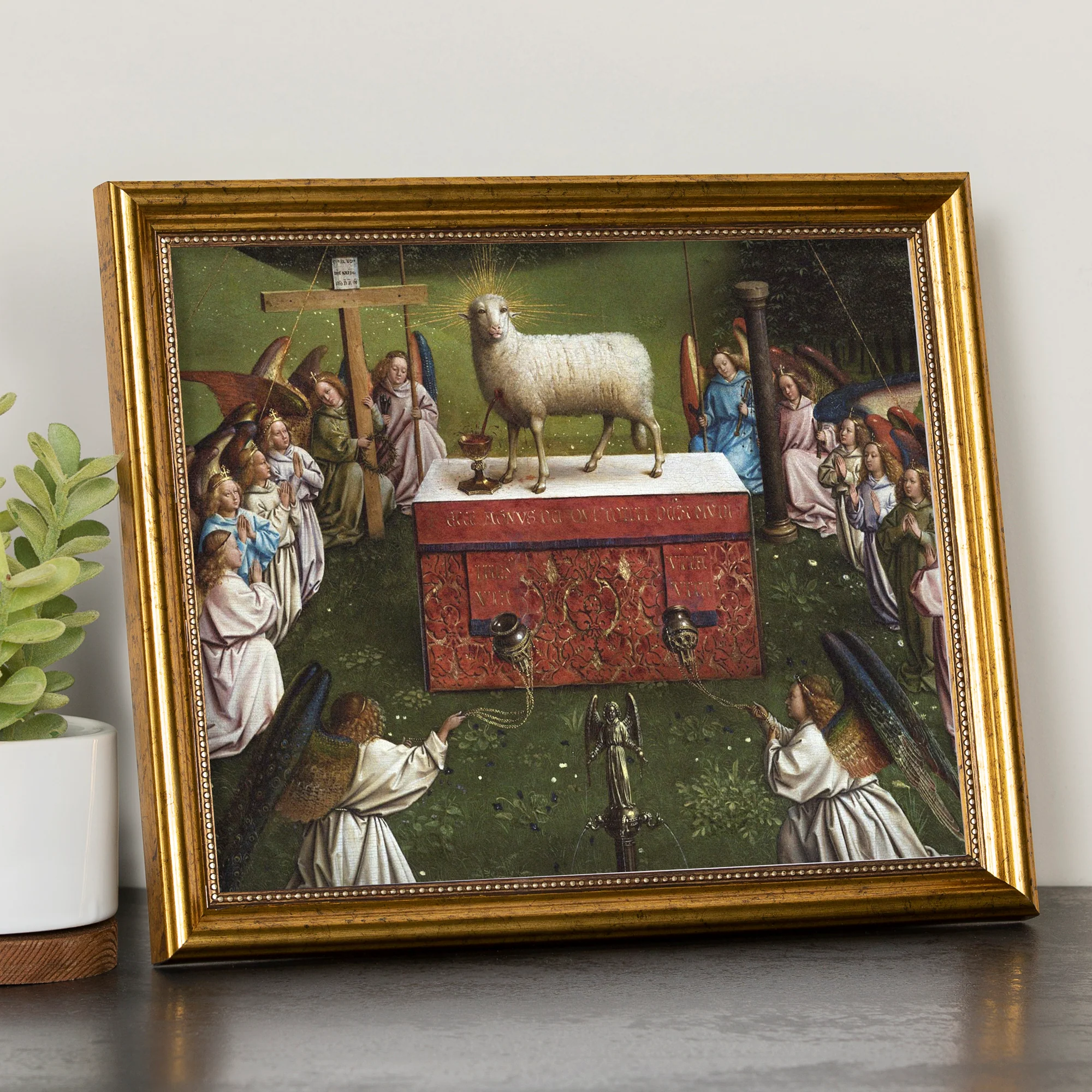 Lamb of God Antique Gold Framed Print - Multiple Sizes