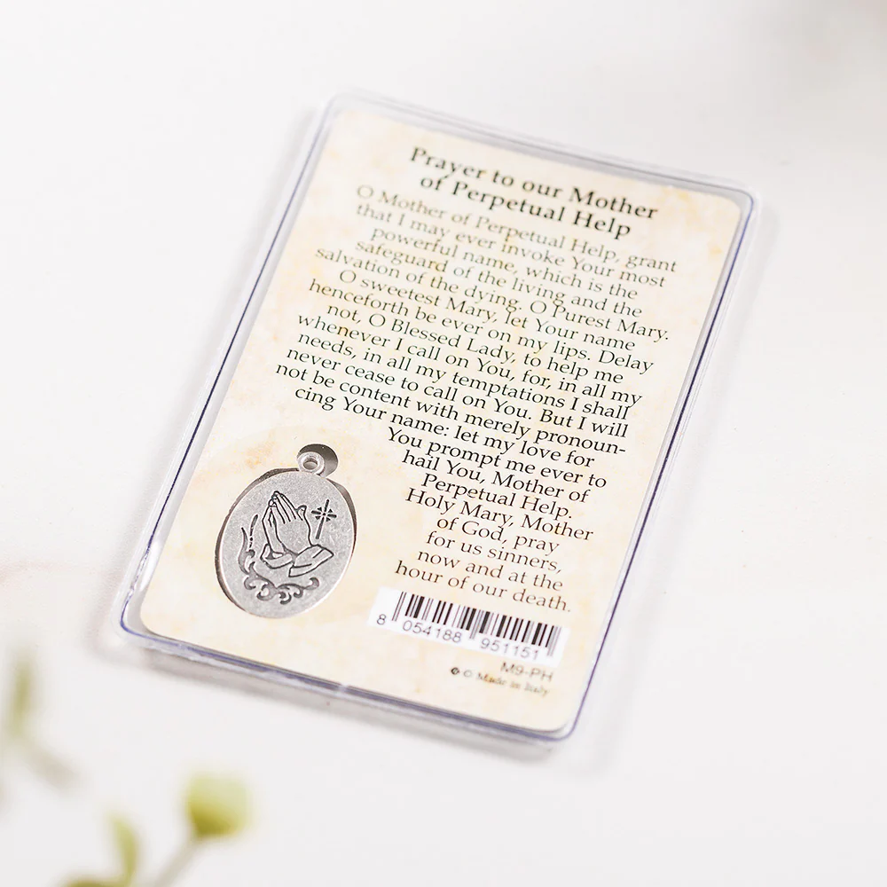 Laminated Our Lady of Perpetual Help Prayer Card with Medal - Image 3