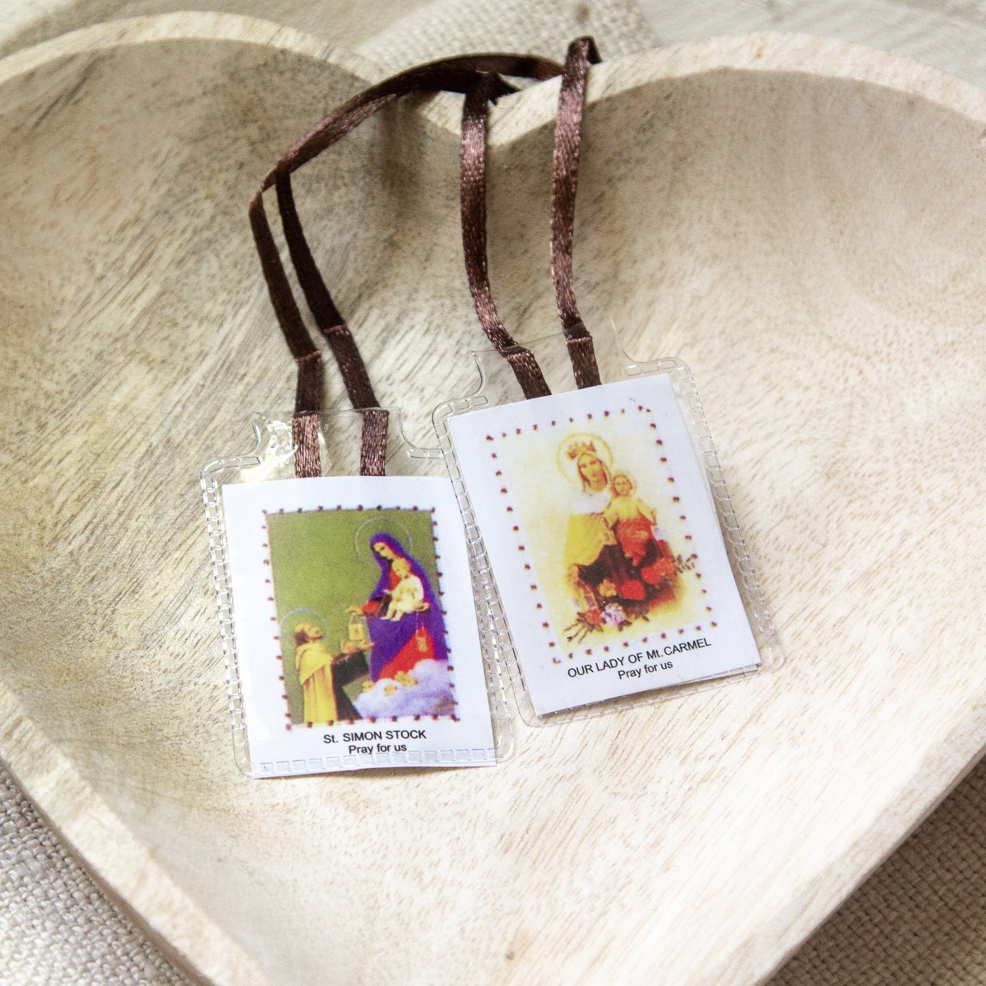 Laminated Scapular with Brown Strings