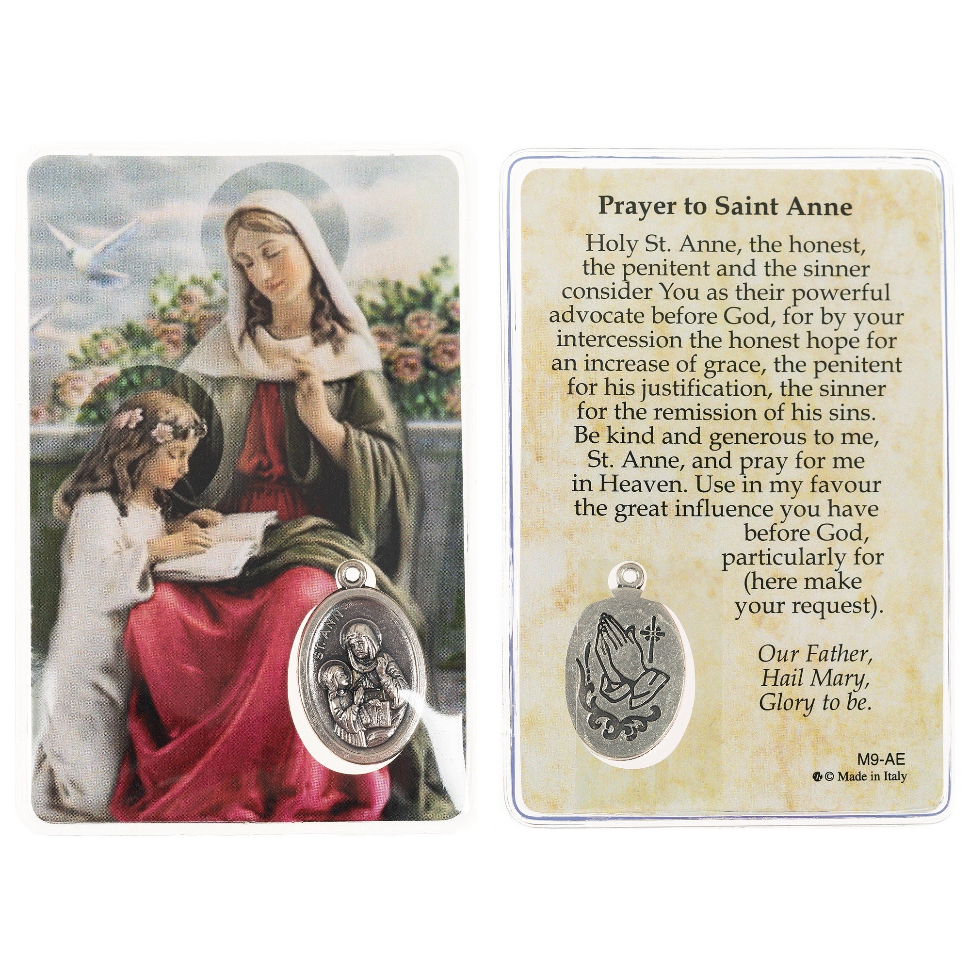Laminated St. Anne Prayer Card with Medal