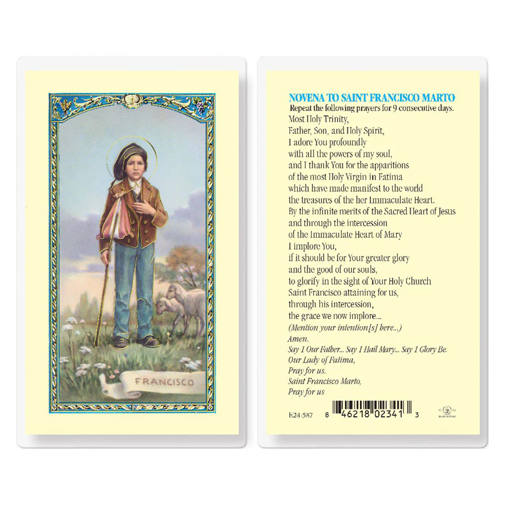 Laminated St. Francisco Marto Novena Prayer Card