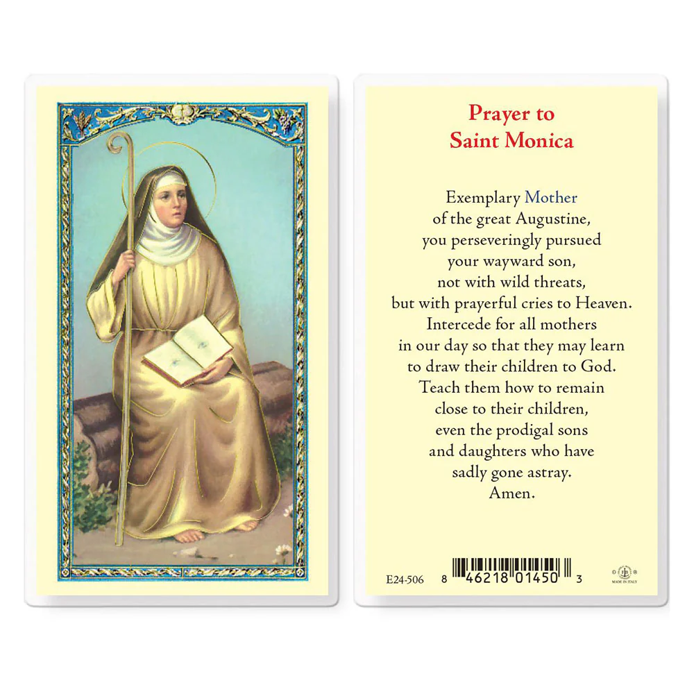 Laminated St. Monica Prayer Card