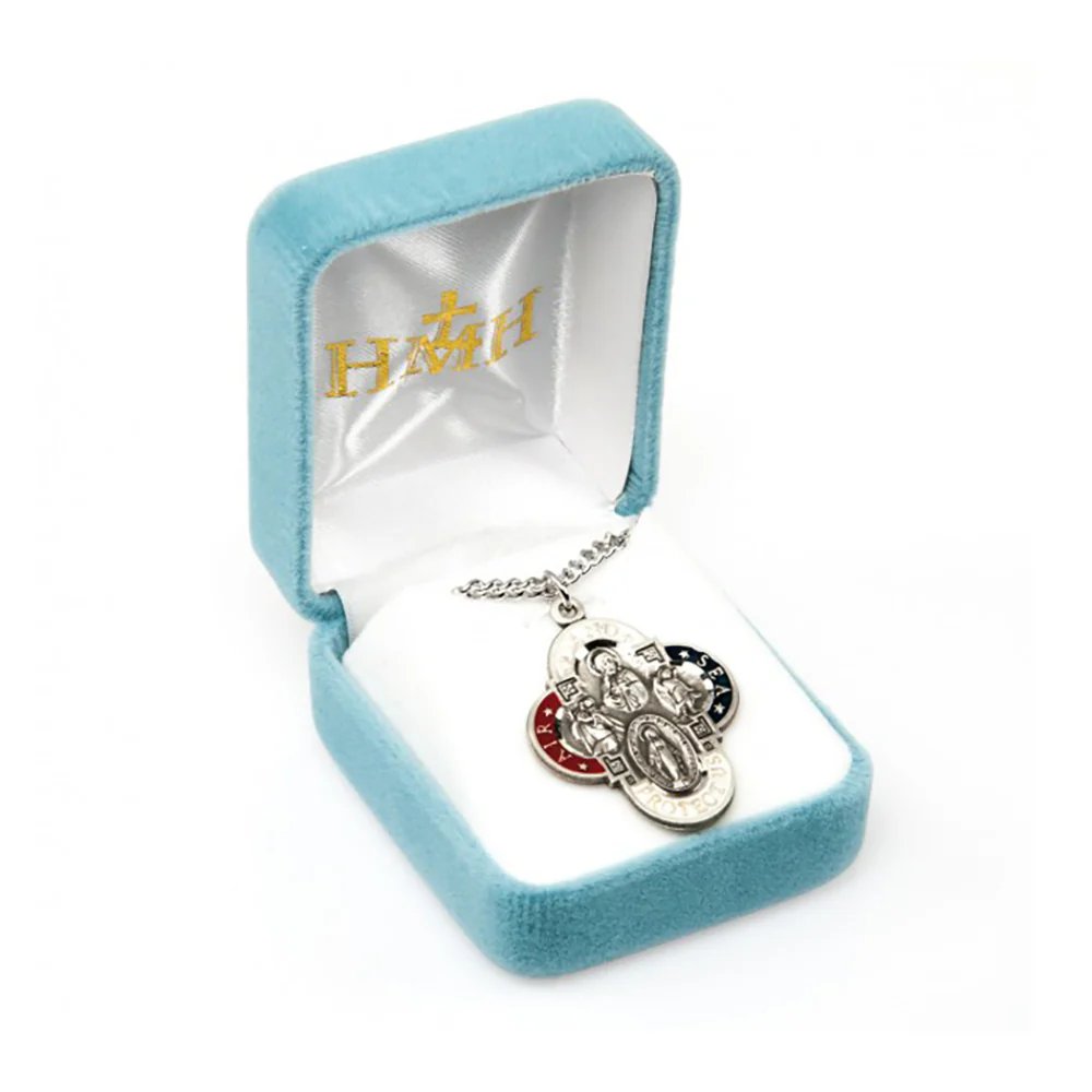Land Sea Air 4-Way Military Protection Medal Necklace - Image 2