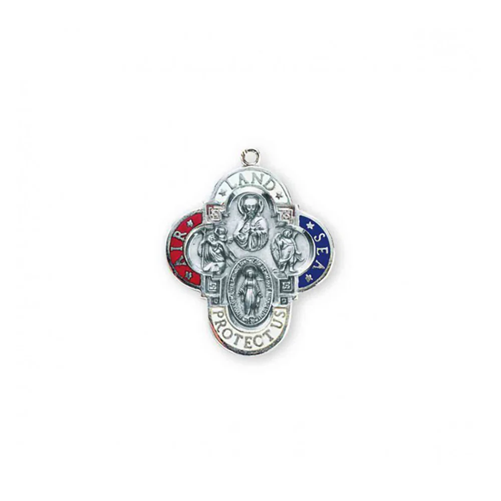 Land Sea Air 4-Way Military Protection Medal Necklace - Image 3