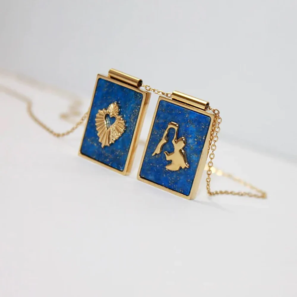 Lapis Lazuli & Gold Scapular Necklace - Image 2