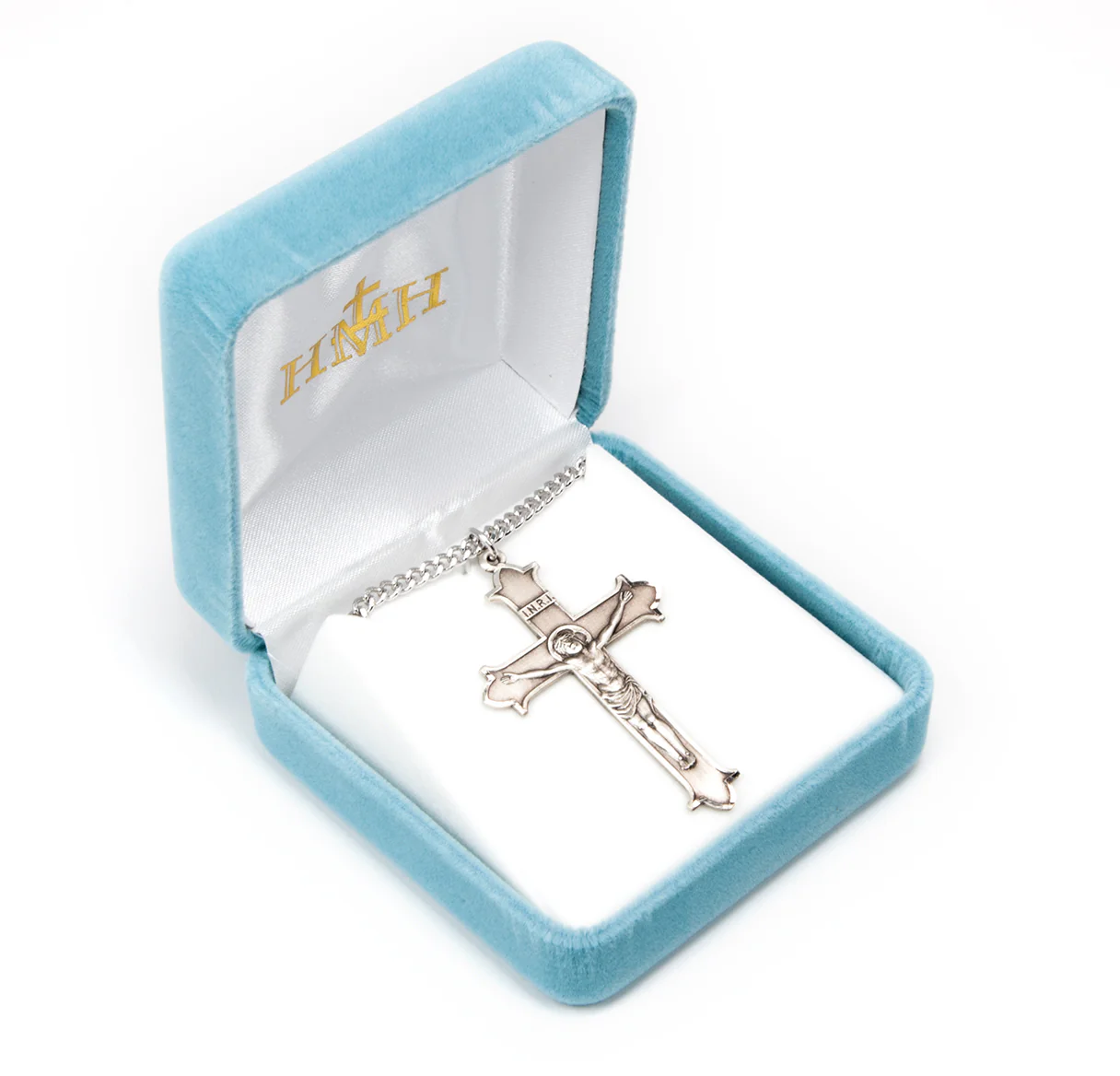 Large Fleur-de-lis Edge Sterling Crucifix Necklace - Image 2