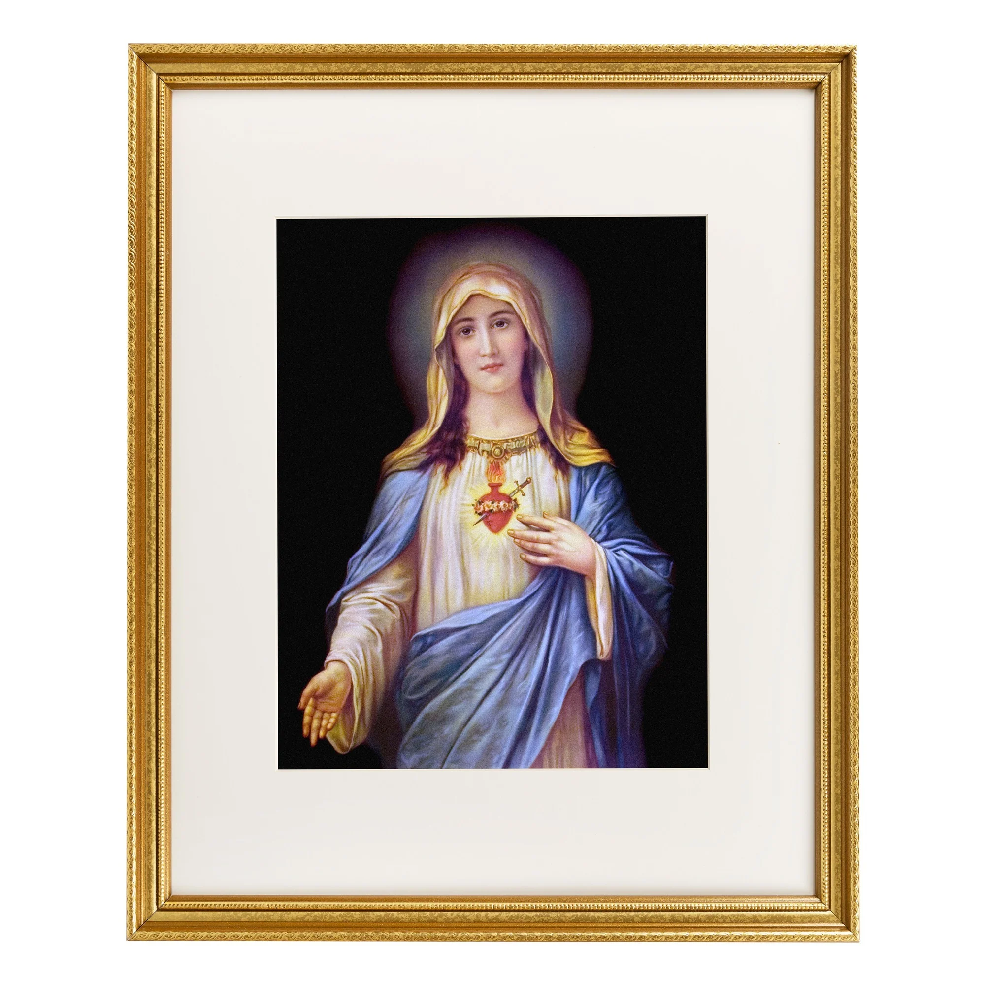 Large Immaculate Heart of Mary Gold Framed Print - Image 2