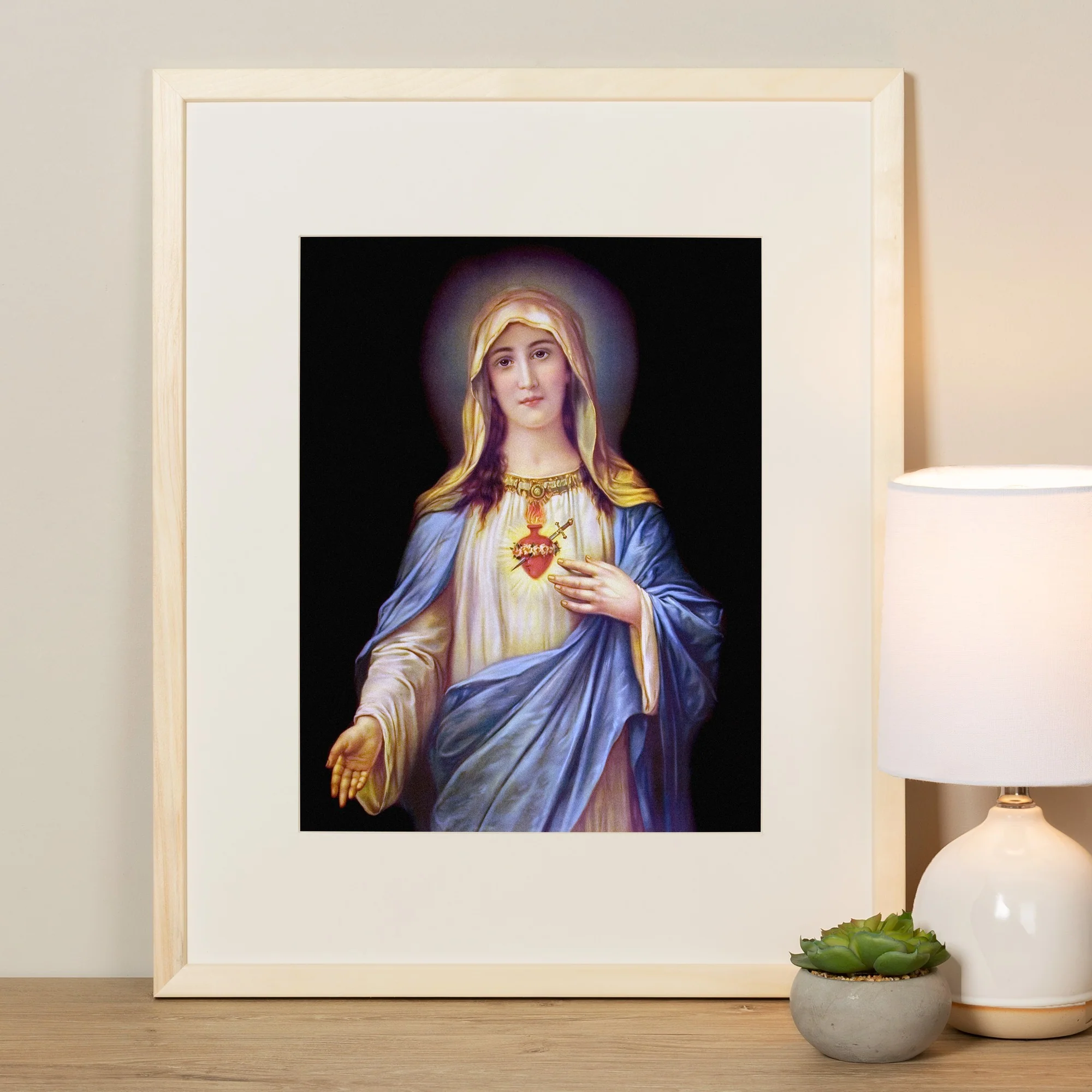 Large Immaculate Heart of Mary Gold Framed Print - Image 3