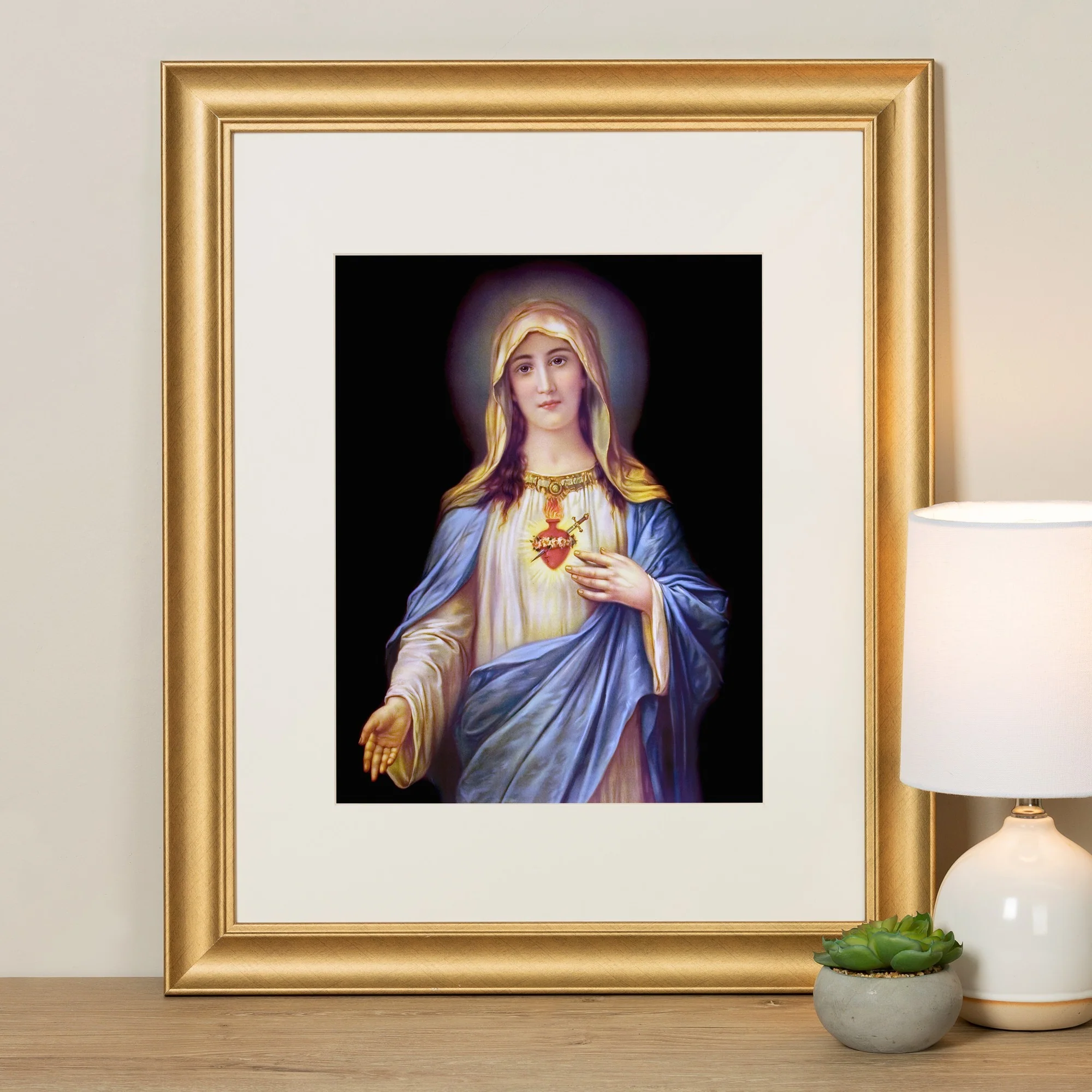 Large Immaculate Heart of Mary Gold Framed Print - Image 5