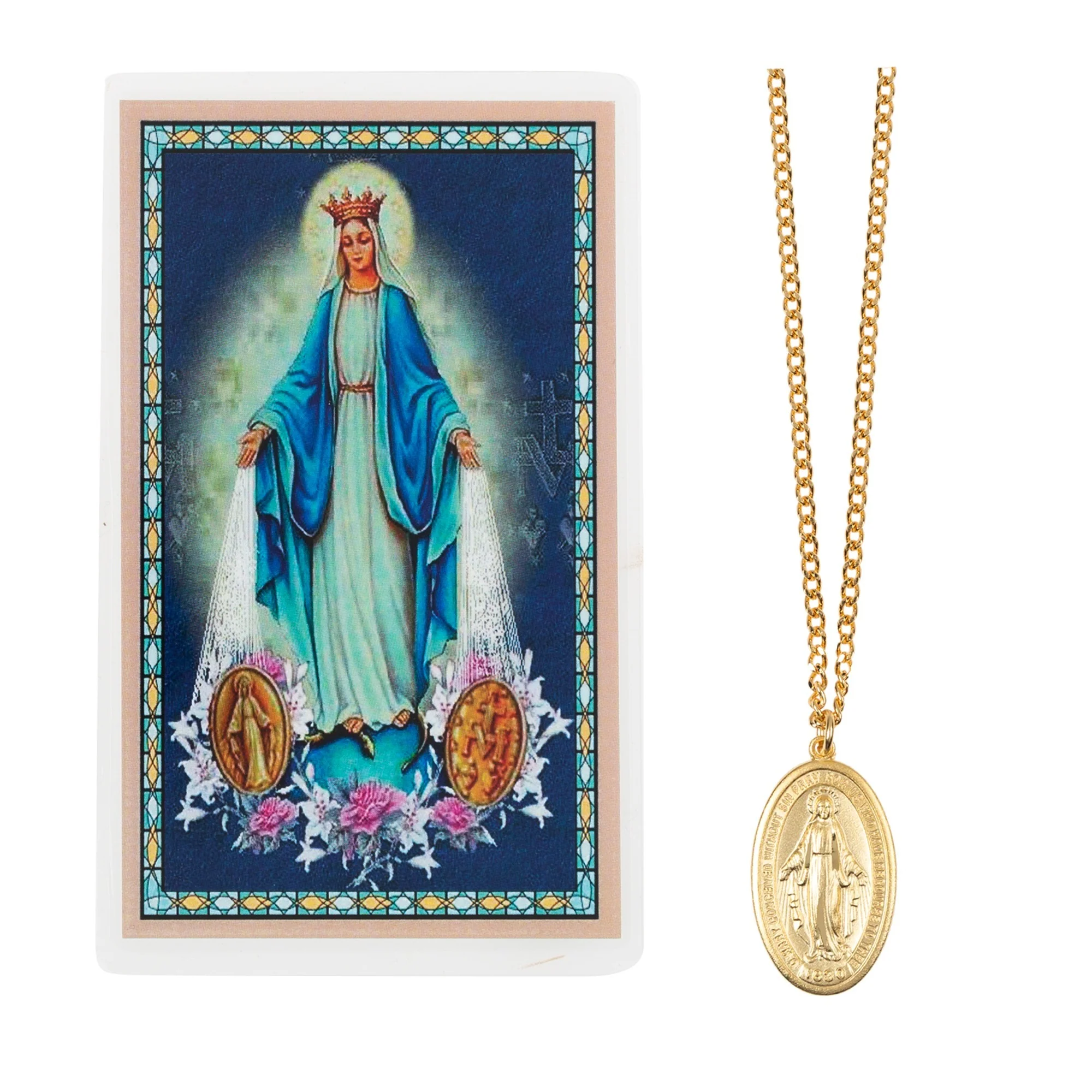 Large Miraculous Medal with Prayer Card