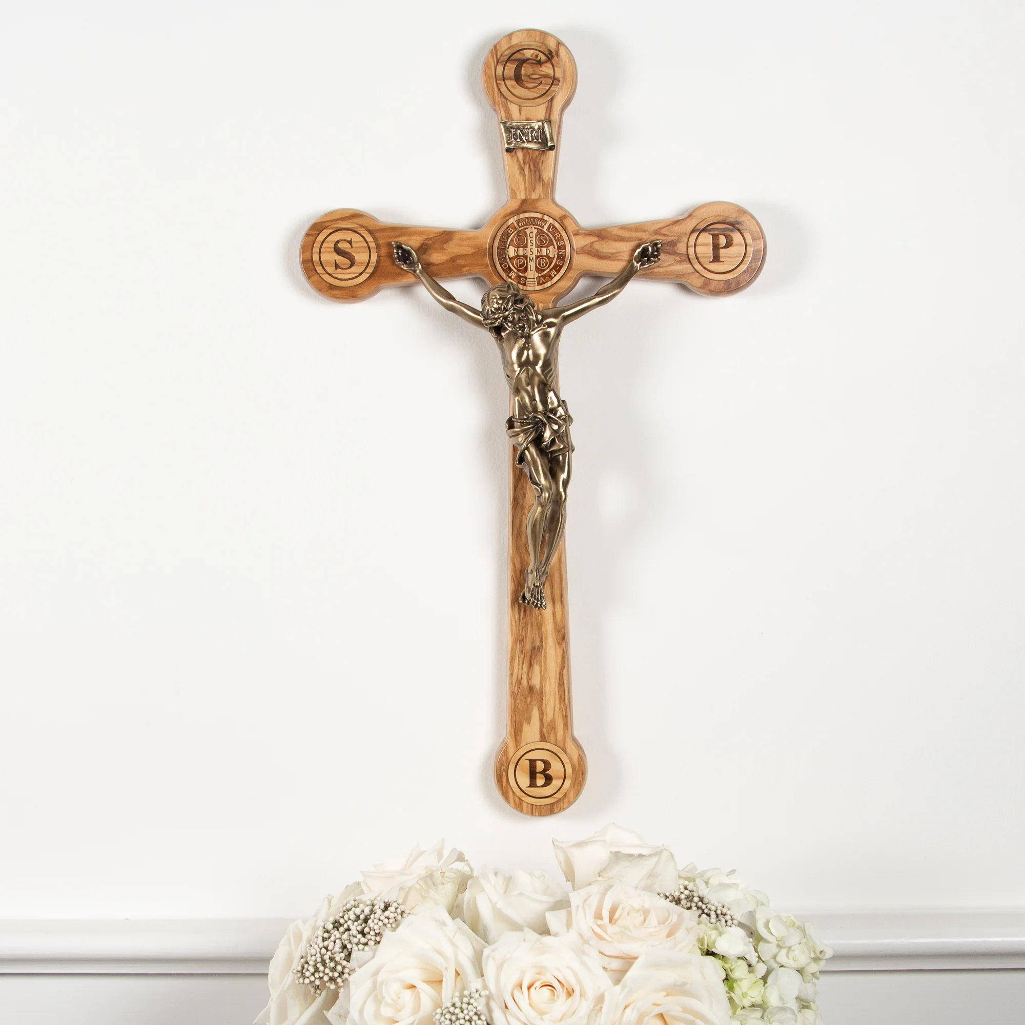 Large Olive Wood St. Benedict Crucifix