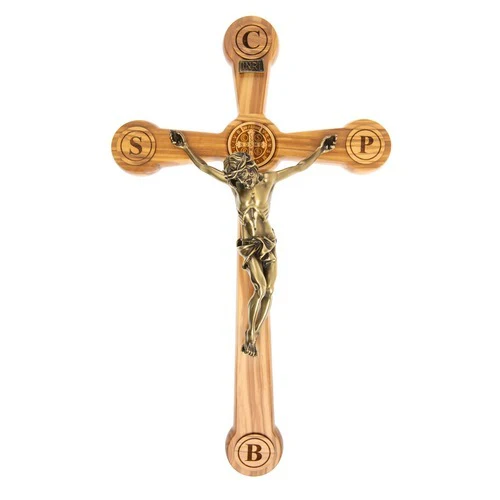 Large Olive Wood St. Benedict Crucifix - Image 2
