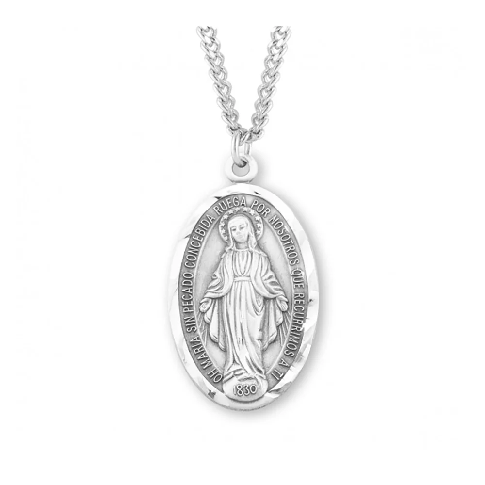 Large Spanish Miraculous Medal Necklace