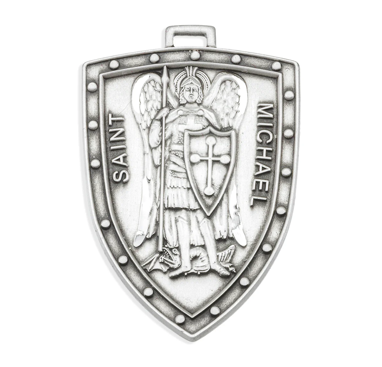 Large Sterling Silver St. Michael Shield Medal Necklace - Image 2