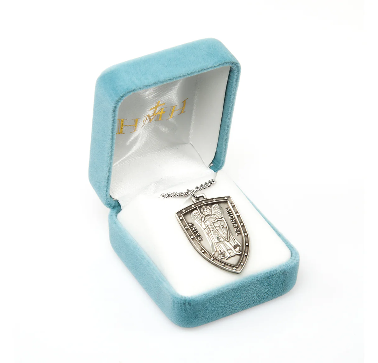 Large Sterling Silver St. Michael Shield Medal Necklace - Image 4