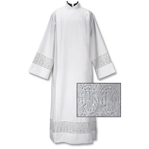 Latin Cross and IHS Lace Front Wrap Alb - Image 2