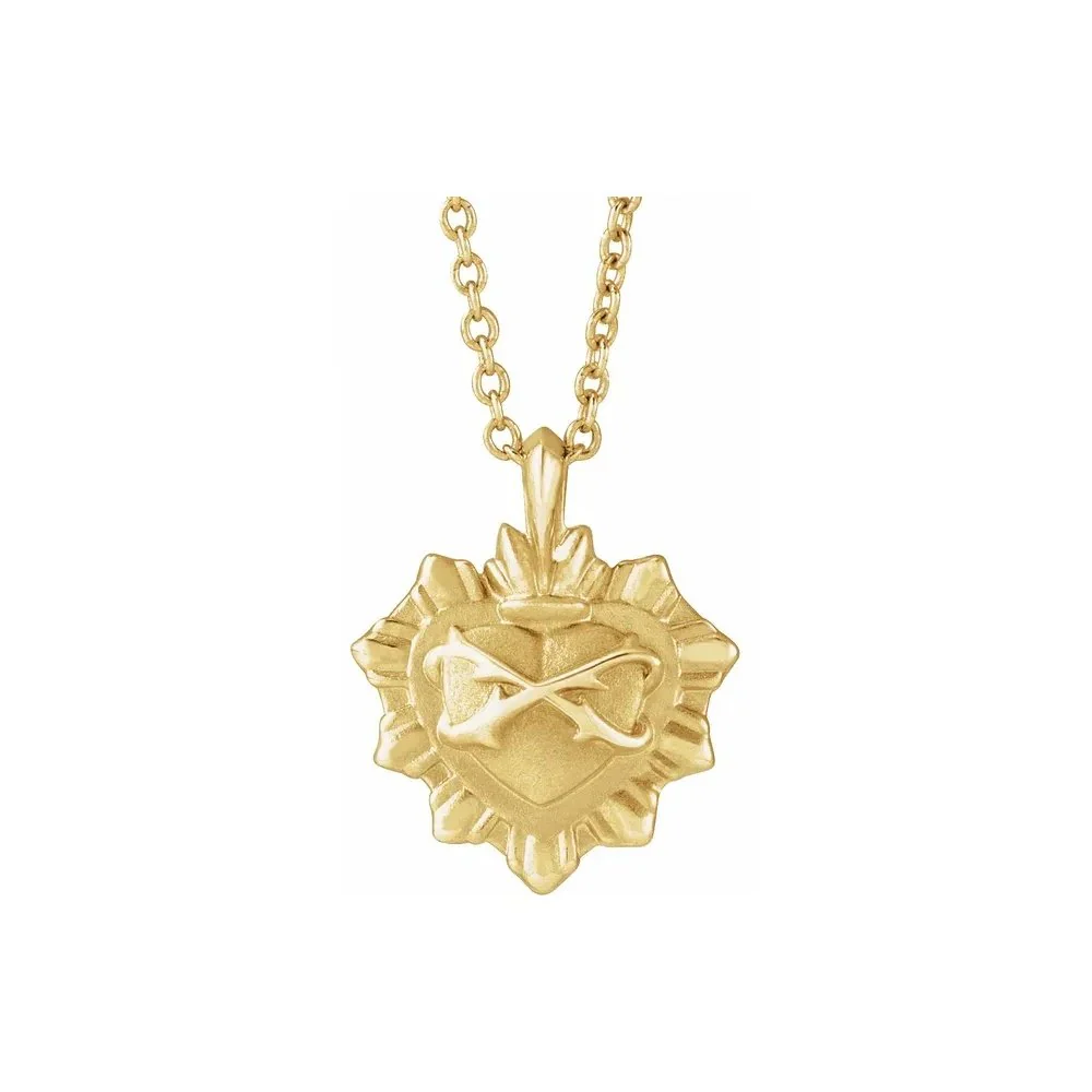 Layered Sacred Heart Devotional Necklace - 18"