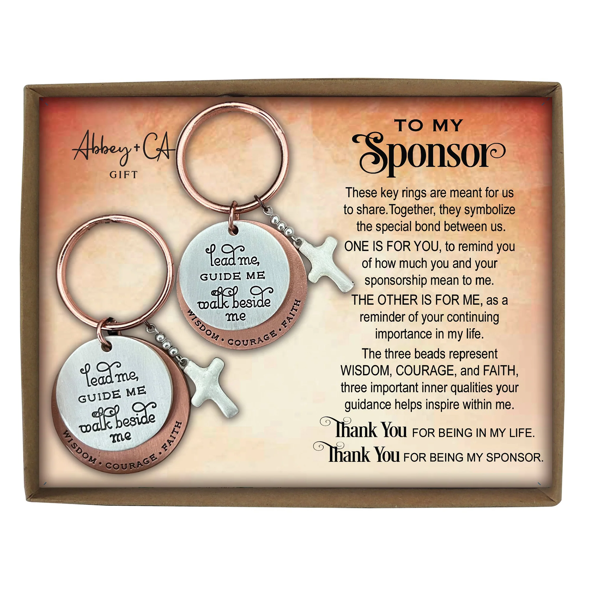 Lead Me Guide Me Confirmation Sponsor Key Chains Gift Set of 2