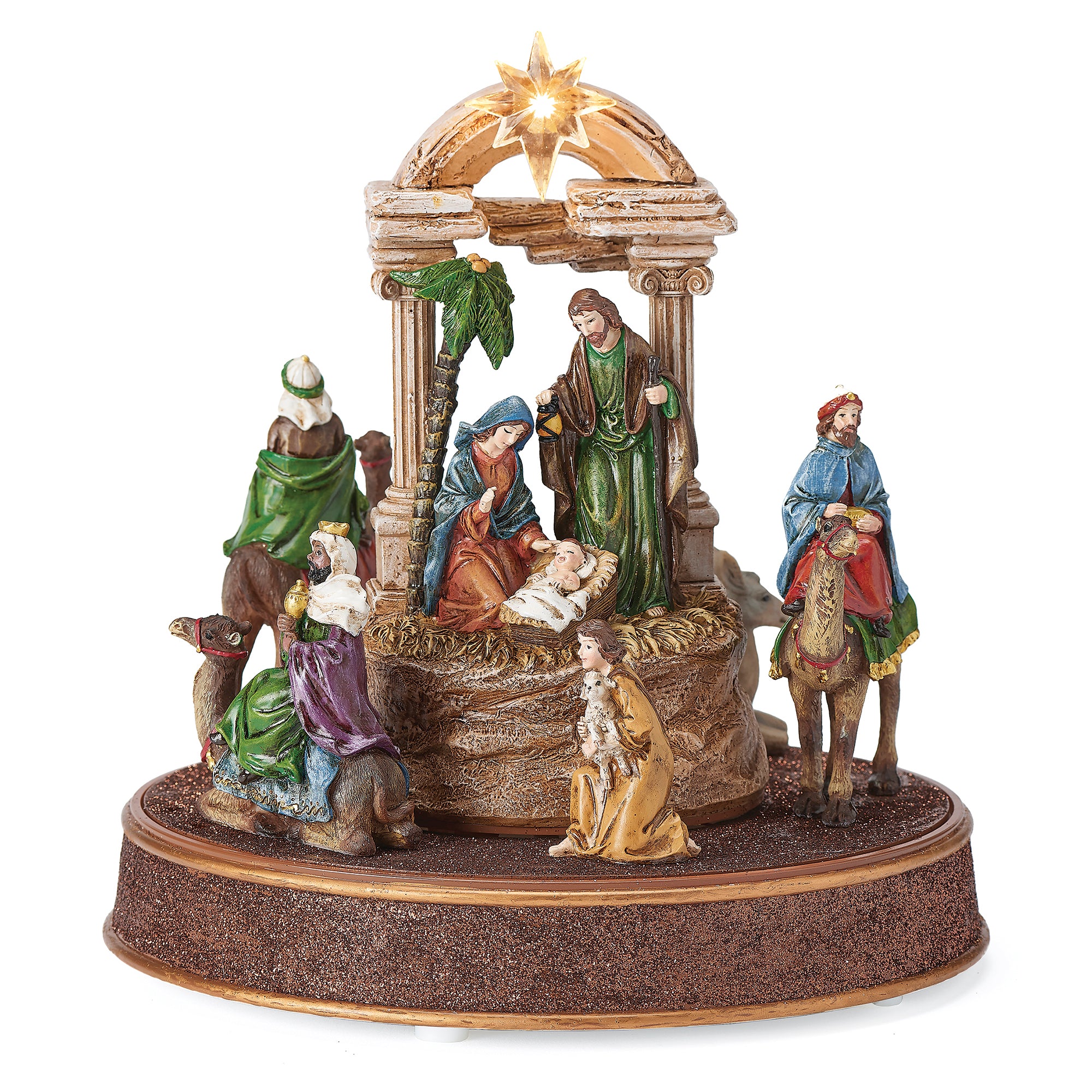 LED Musical Rotating One Piece Nativity - 9.2"