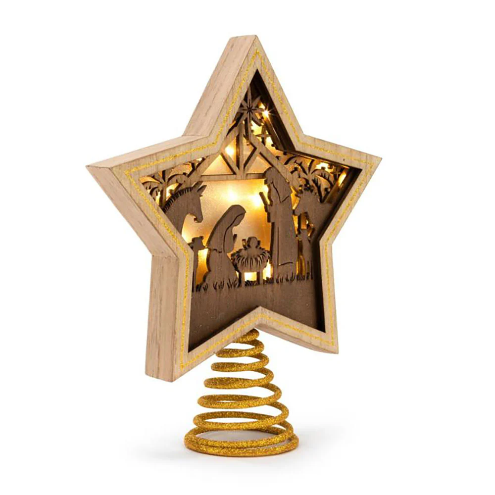 LED Star Nativity Tree Topper - 8.5" x 10" - Image 4