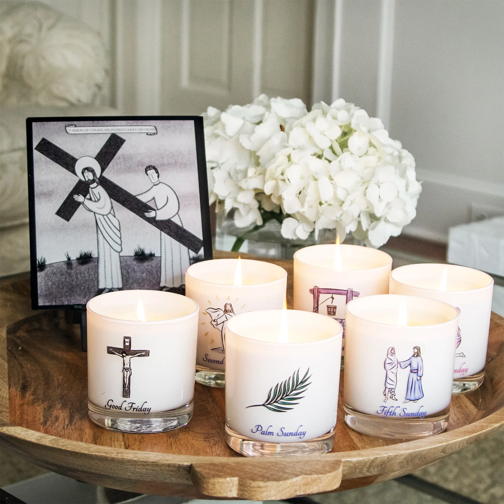 Lenten Family Bundle - Stations of the Cross Large Cards & Lenten Tradition Candles