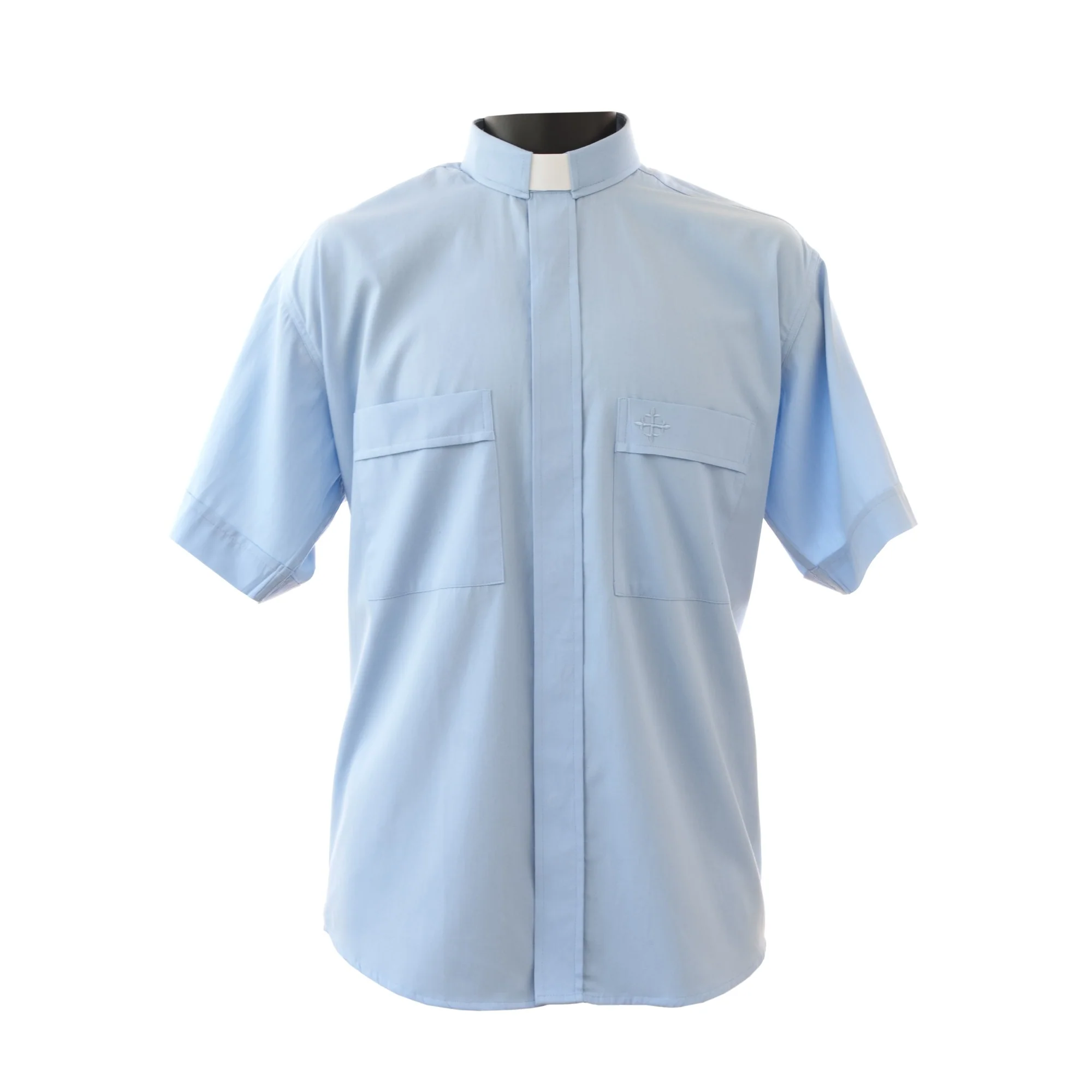 Light Blue Short Sleeve Clergy Shirt - Image 7
