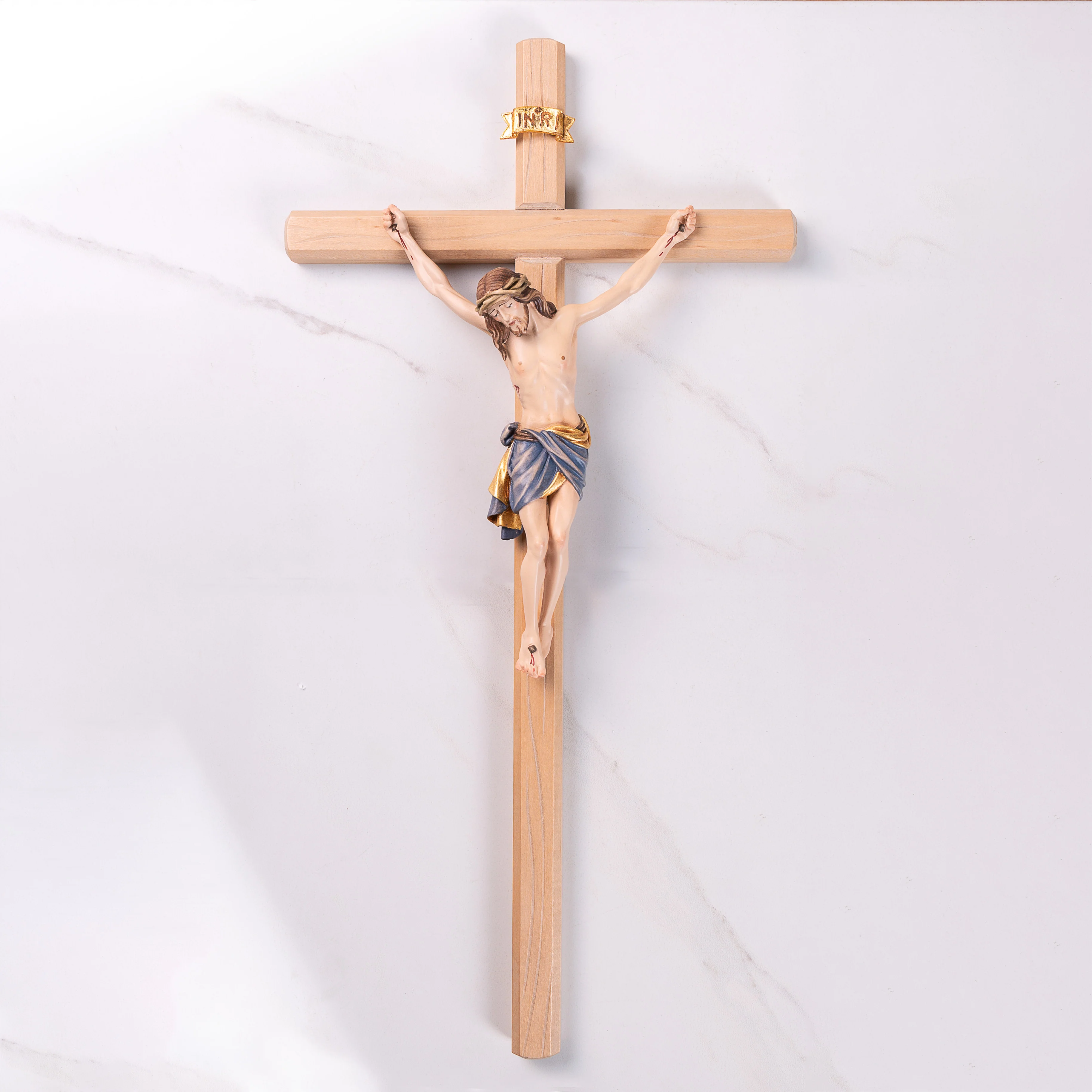 Light Wood Siena Hand Carved Italian Wall Crucifix