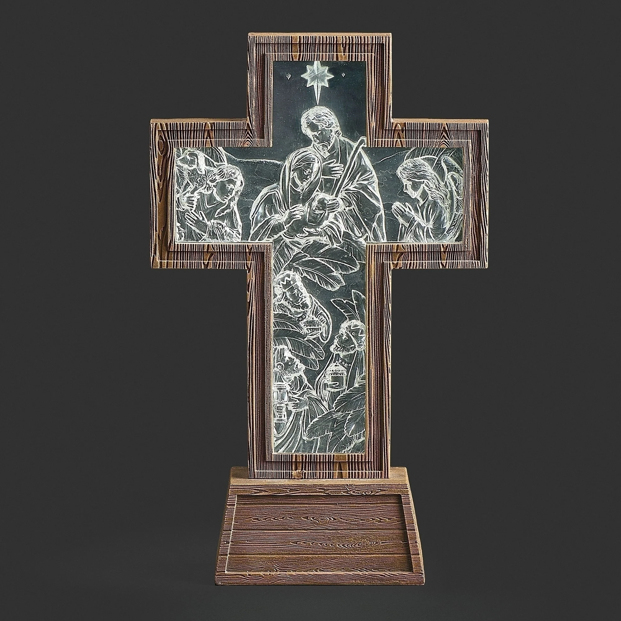 Lighted Nativity Scene Cross - 11" - Image 2
