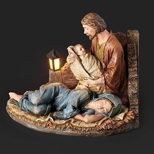 Lighted Sleeping Mary Wood Look Figurine - Image 3
