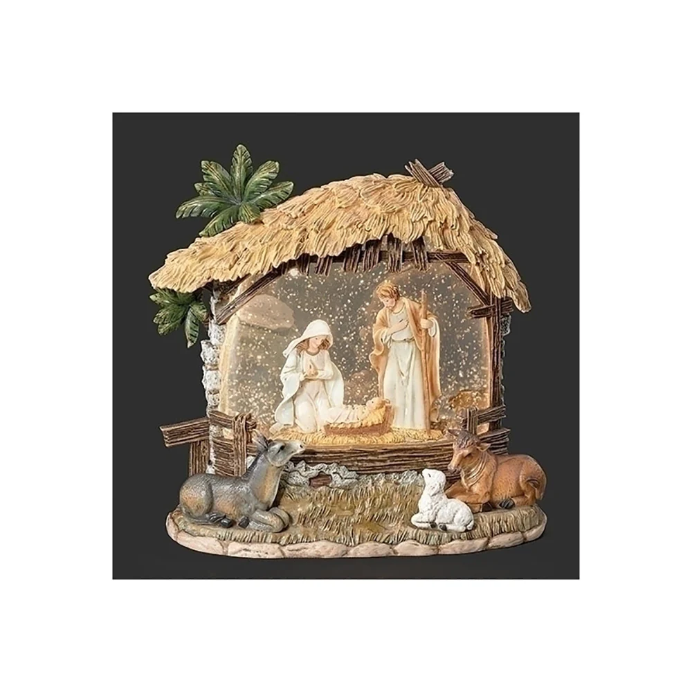 Lighted Swirl Nativity Scene Snow Globe - 8" - Image 2