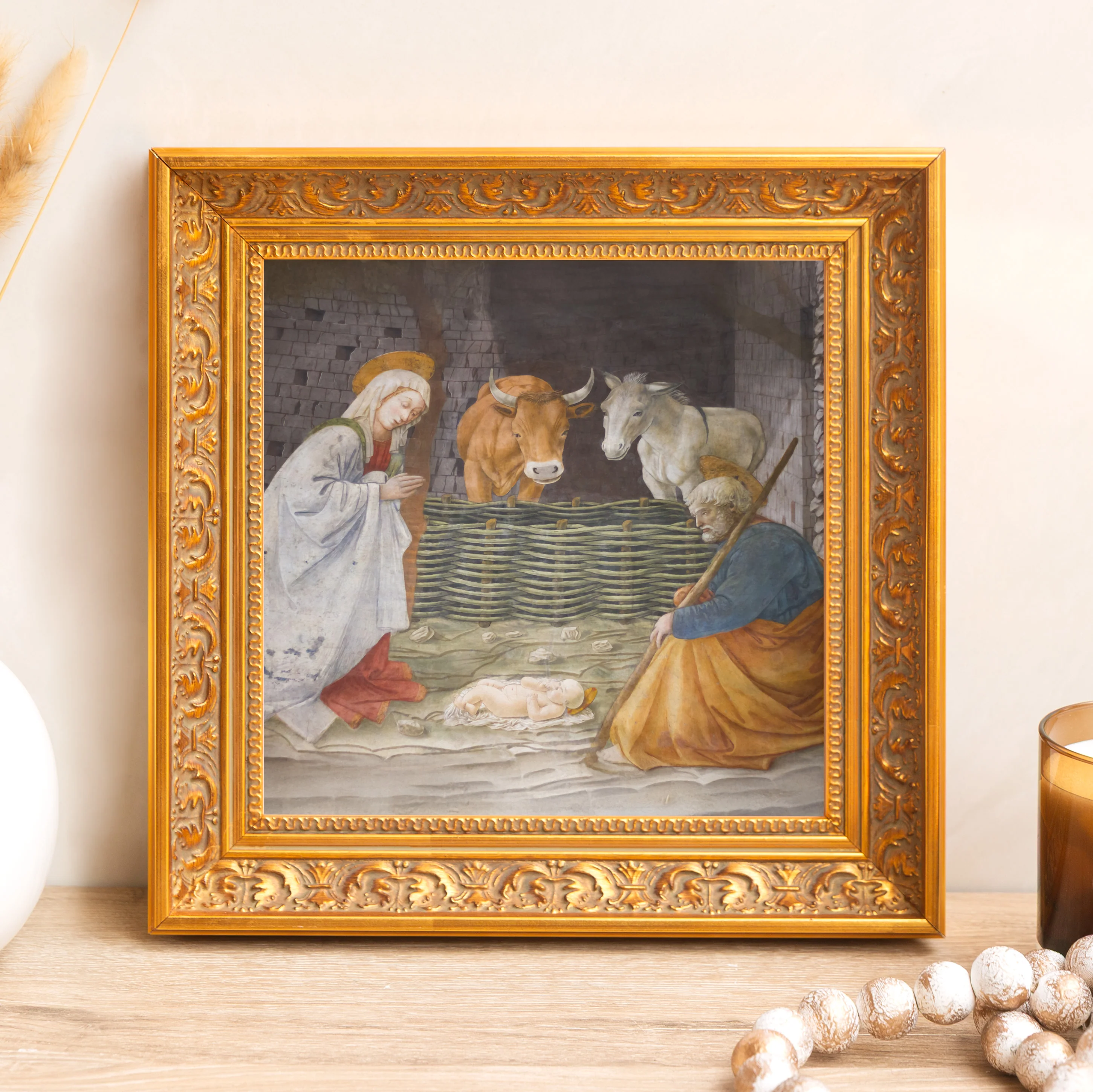 Lippi's The Nativity Framed Canvas - Sacred Mini Collection