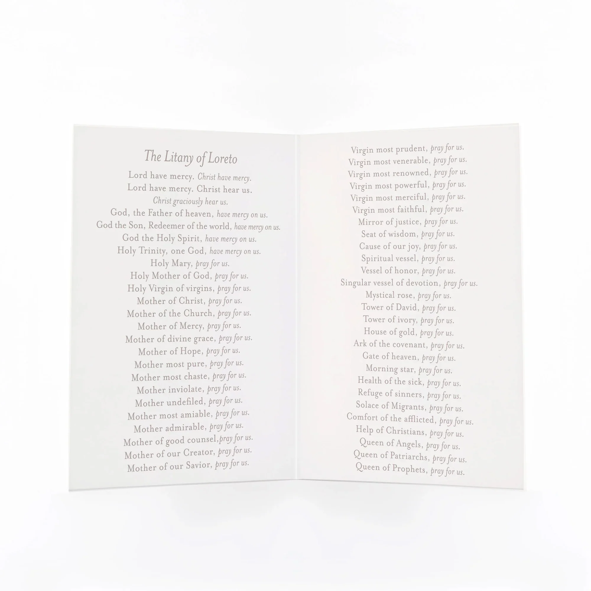 Litany of Loreto Folded Prayer Card
