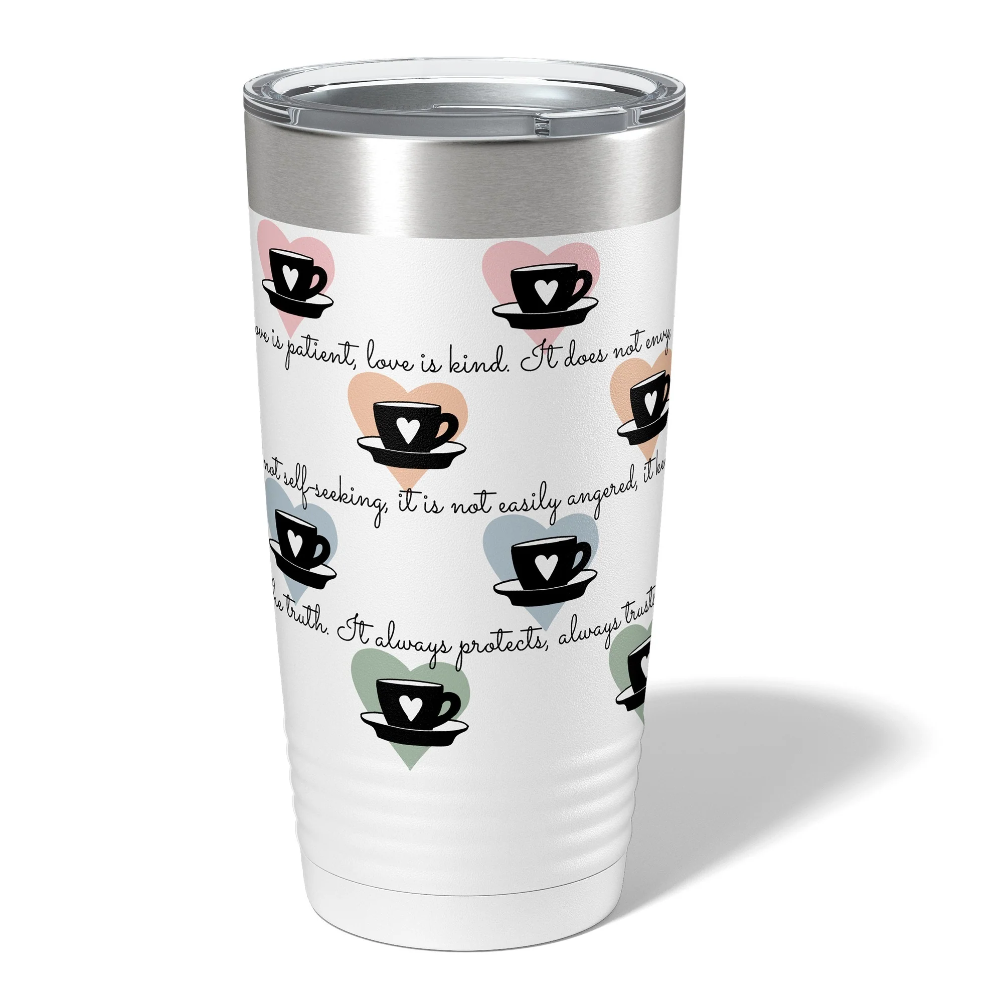 Love Is Patient, Love Is Kind Insulated White 20oz Tumbler - Image 2