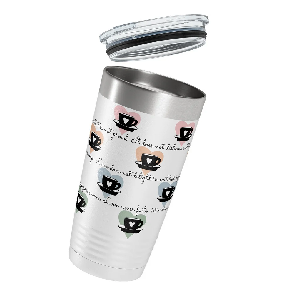 Love Is Patient, Love Is Kind Insulated White 20oz Tumbler - Image 3