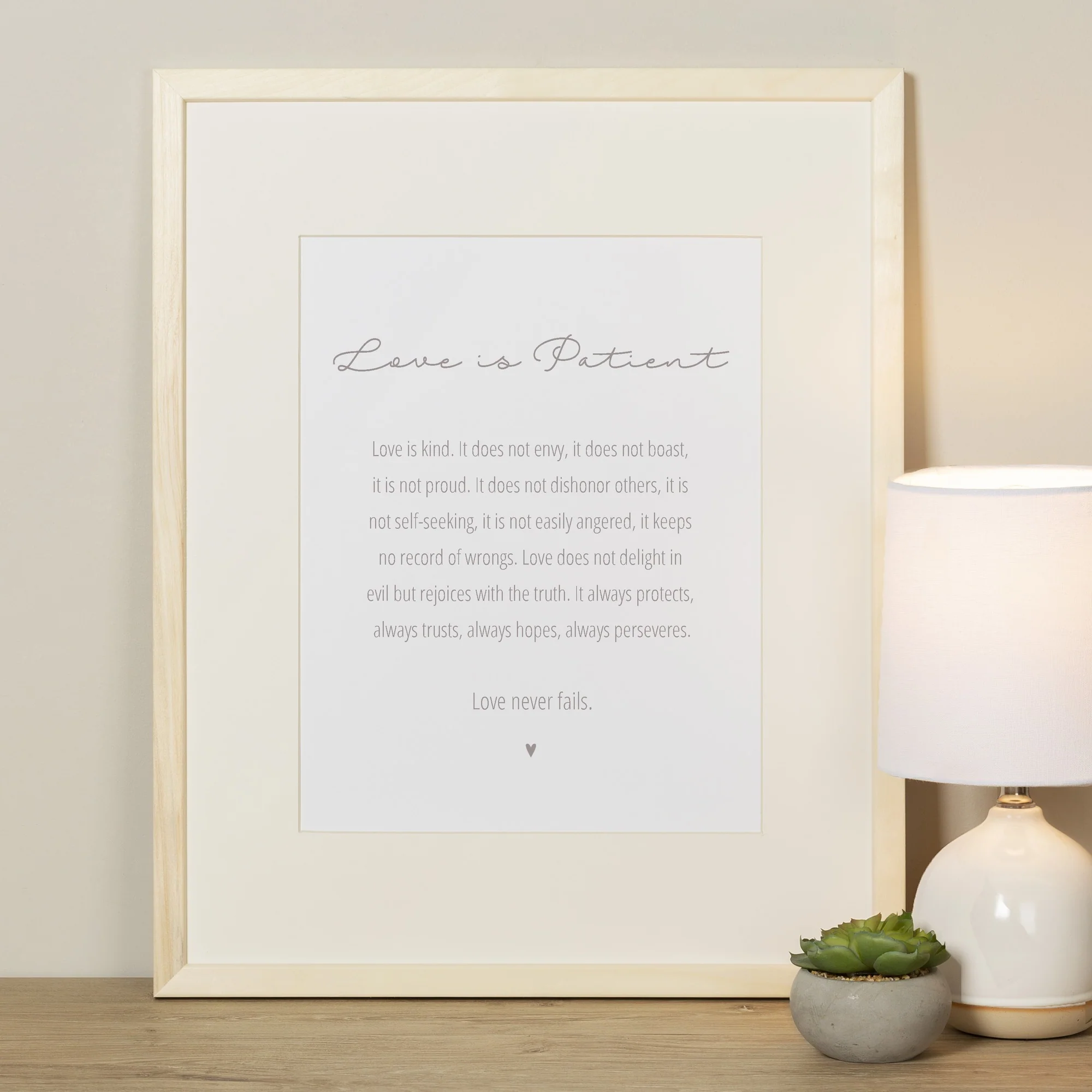 Love Is Patient Natural Wood Frame - Image 5