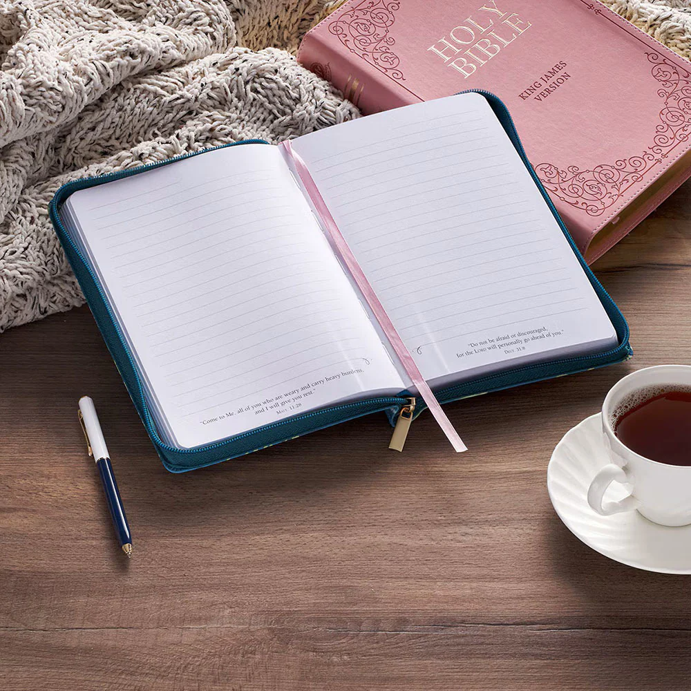 Love the Lord Teal Floral Faux Leather Journal with Zipper Closure - Image 3