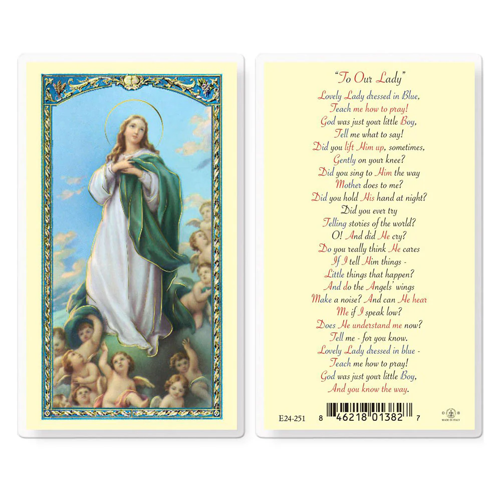 Lovely Lady Dressed in Blue Prayer Card