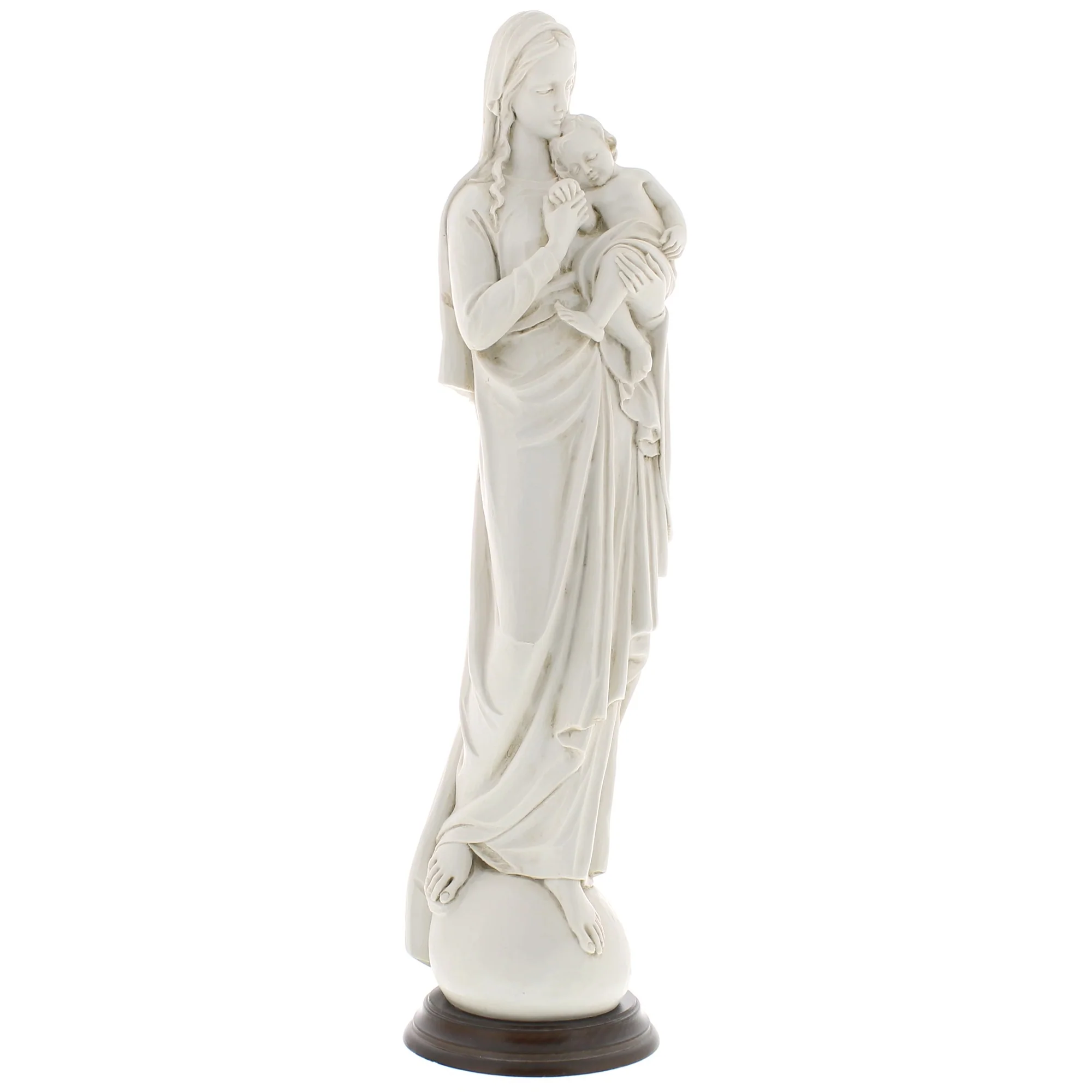 Madonna & Child Antique White Italian Statue - 19" - Image 2