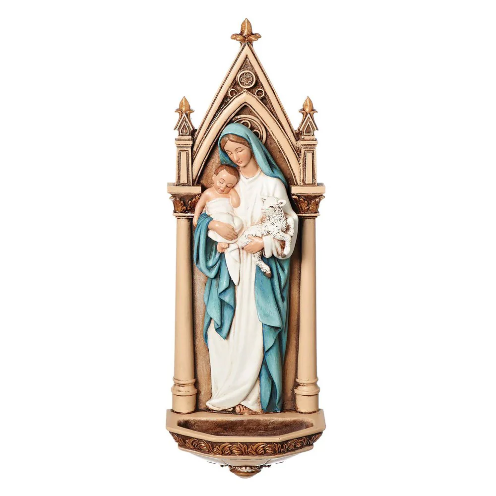 Madonna & Child Cathedral Holy Water Font - 8"
