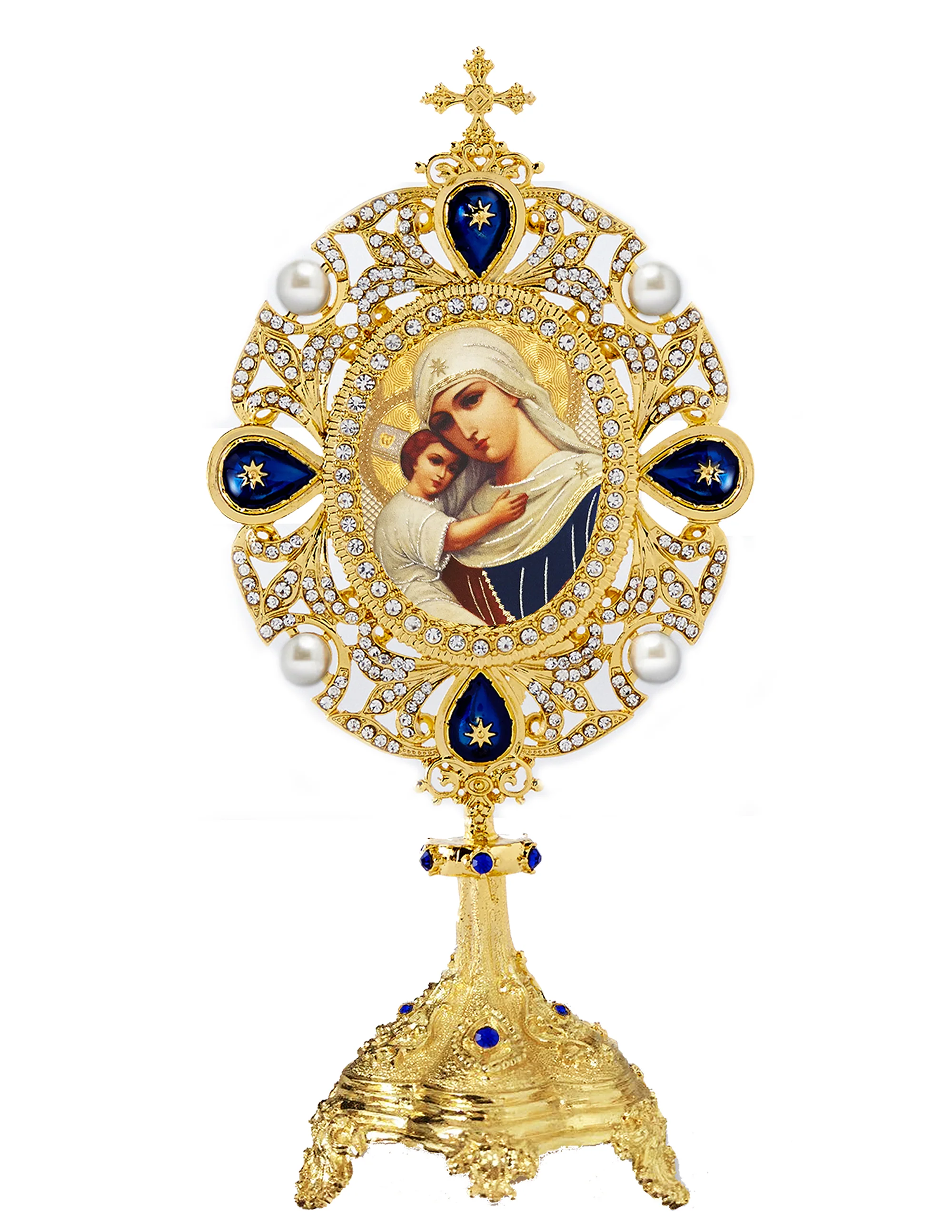 Madonna & Child Jeweled Reliquary-Style Icon Shrine - Image 2